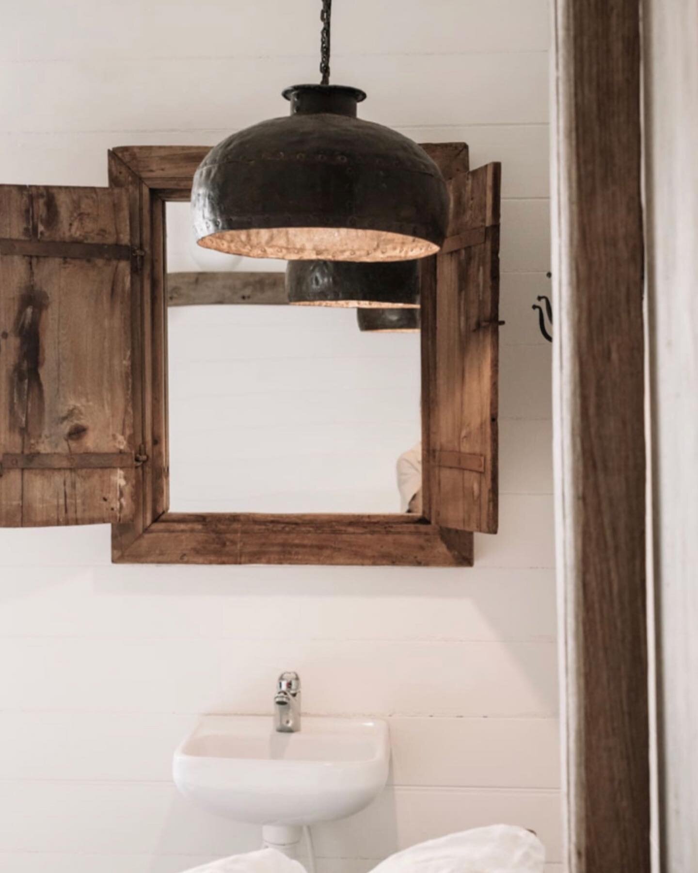 Our wooden shutter mirrors &amp; iron pendants 
Image @be_ryder