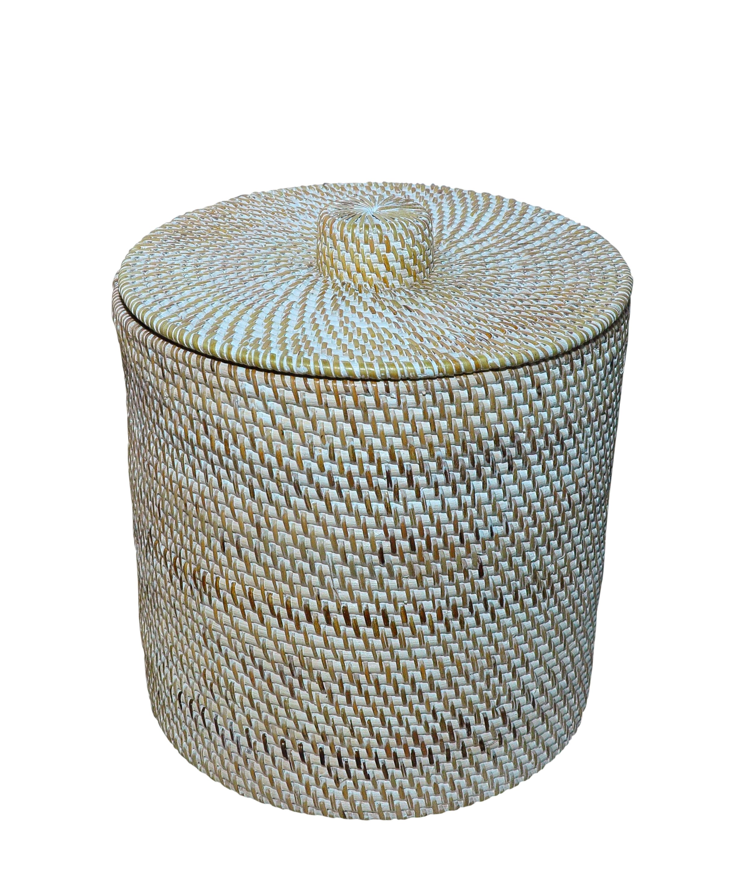 lombok woven rattan storage canister large white