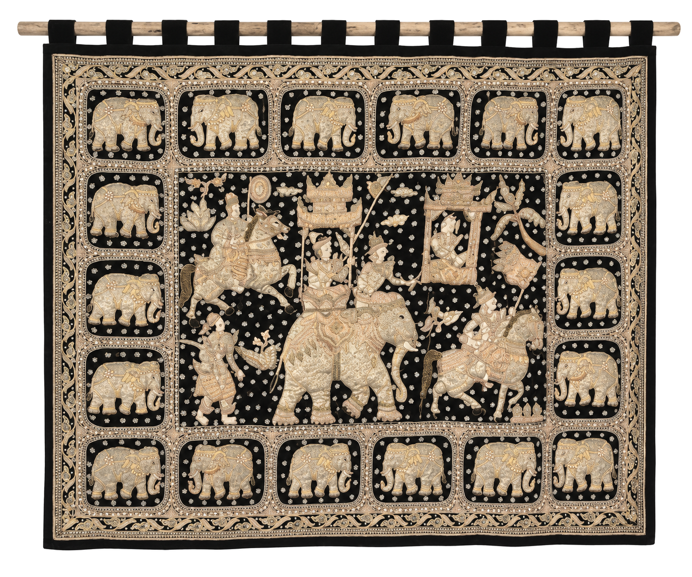 VINTAGE BURMESE KALAGA EMBROIDERED TAPESTRY