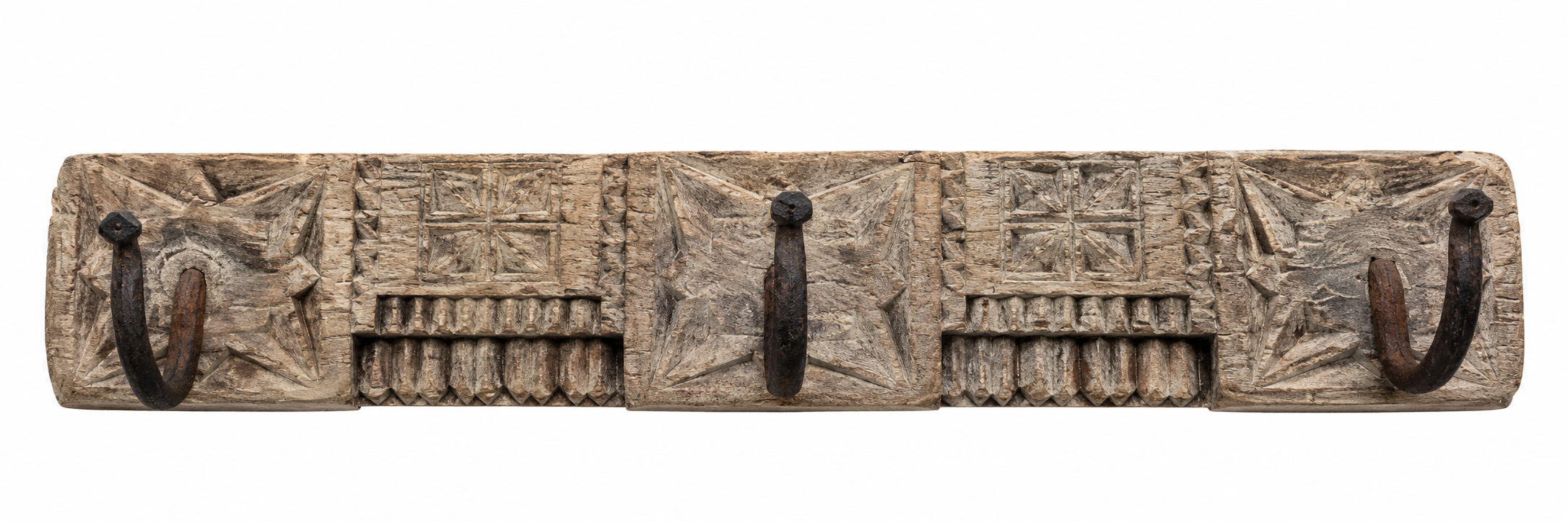 3 HOOK AGED TEAK PANEL  / T0033