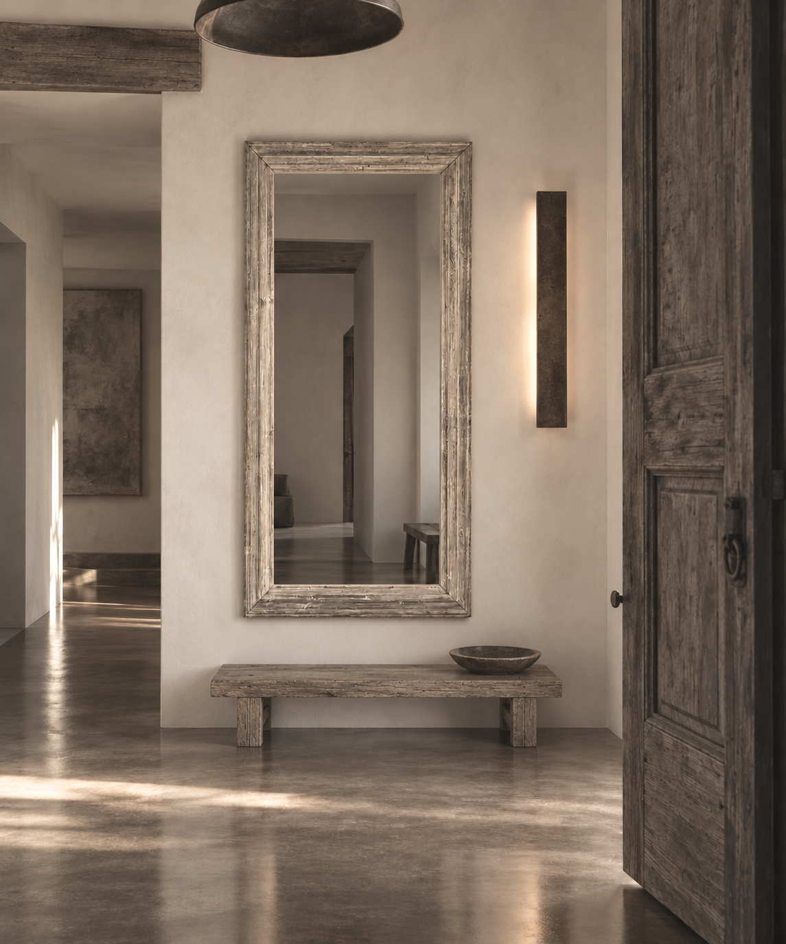 AGED TEAK DRESS MIRROR / 618
