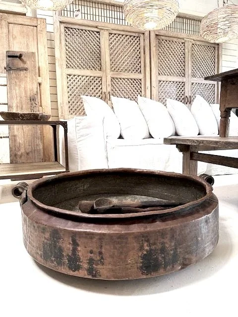 copper water pot ,  byron bay , outdoor water feature , fire pit