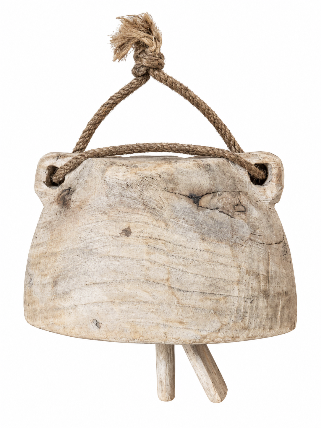 CARVED VINTAGE TIMBER COW BELL / t0062