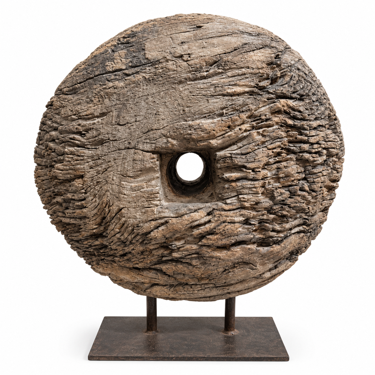 wabi sabi decor , indian rustic wheel on stand