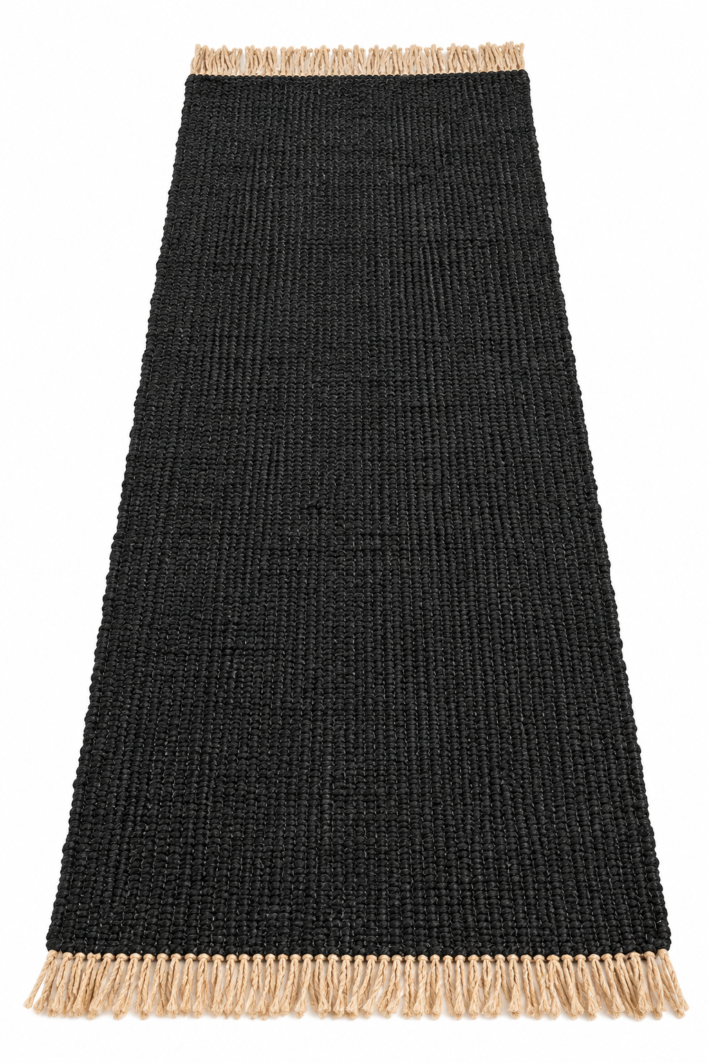 Charcoal Woven Runner Rug with Fringe.png