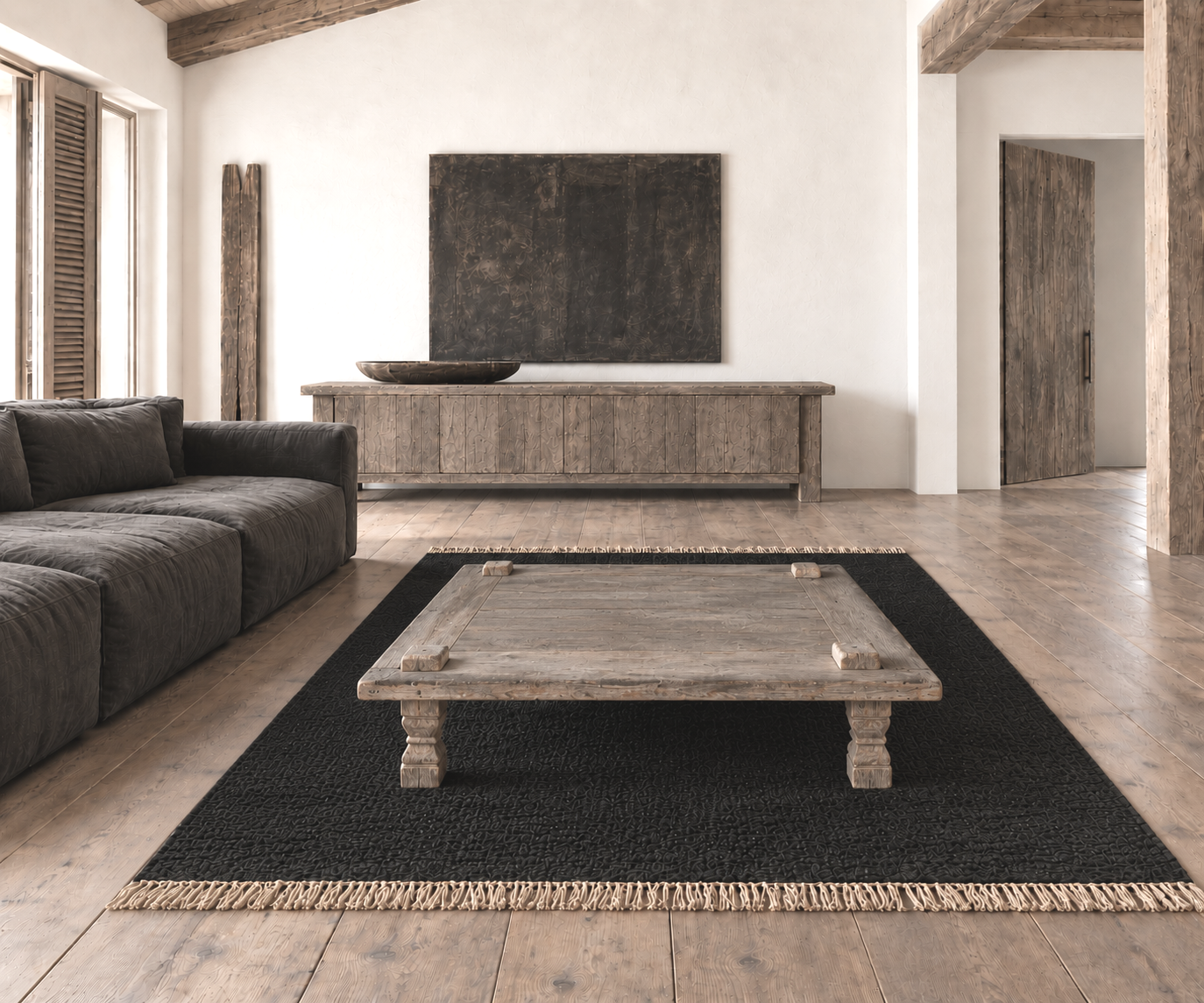 jute rug , black jute rug , natural fibre rug ,
