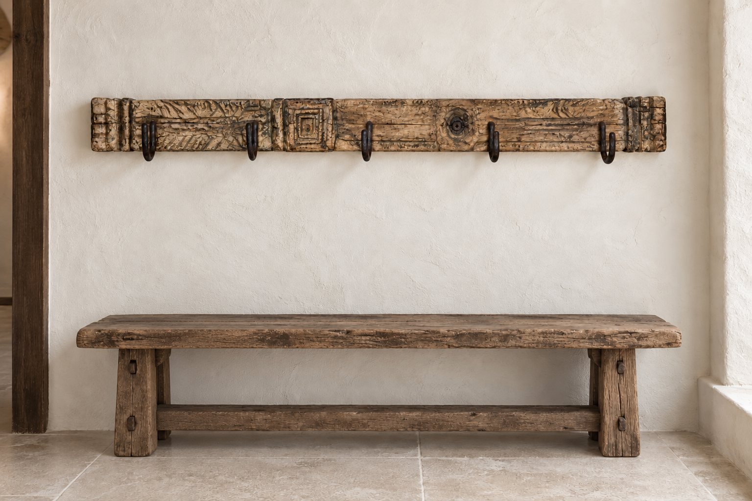 5 HOOK PANEL SUNBLEACHED TEAK / 0215