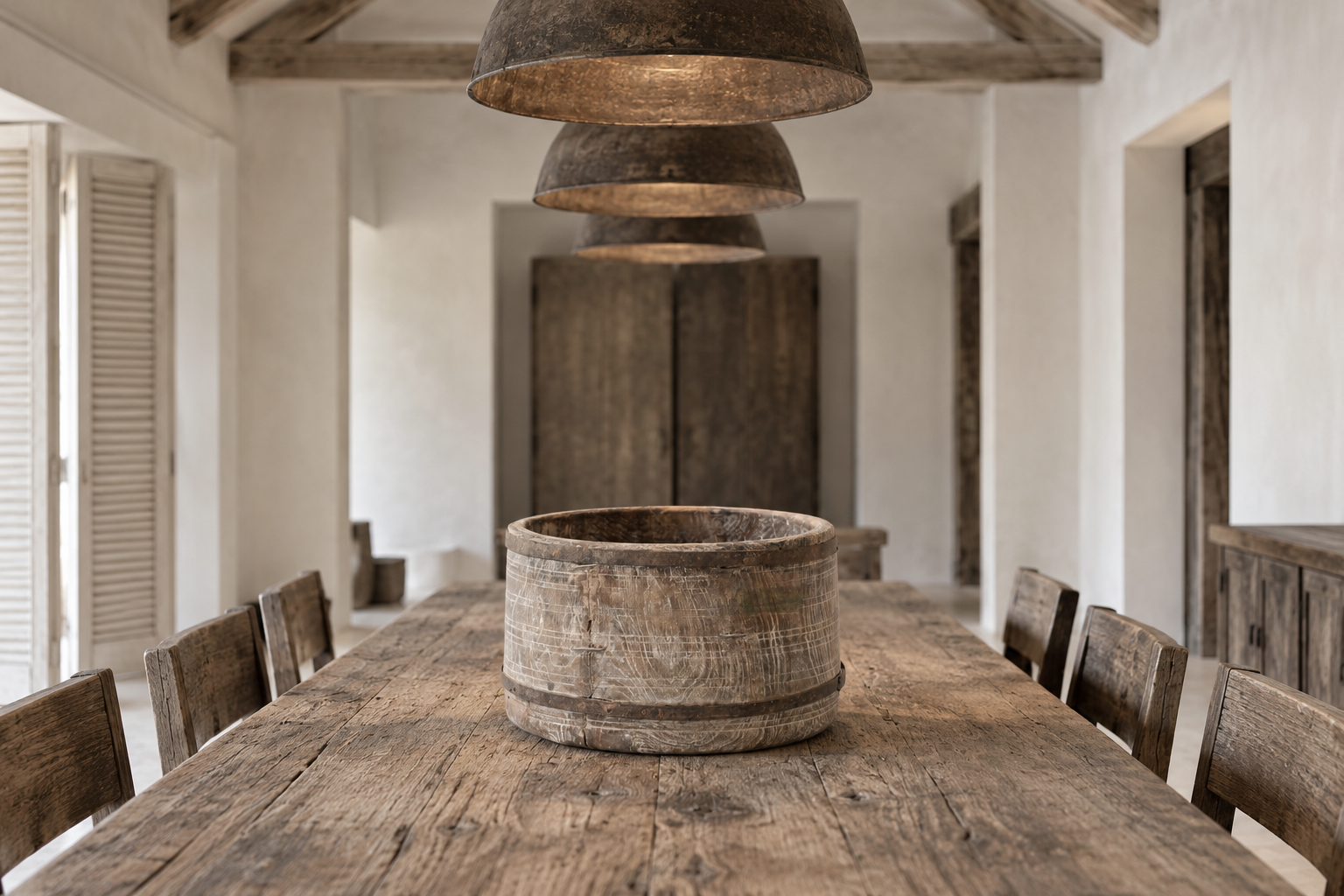 VINTAGE TIMBER GRAIN POT