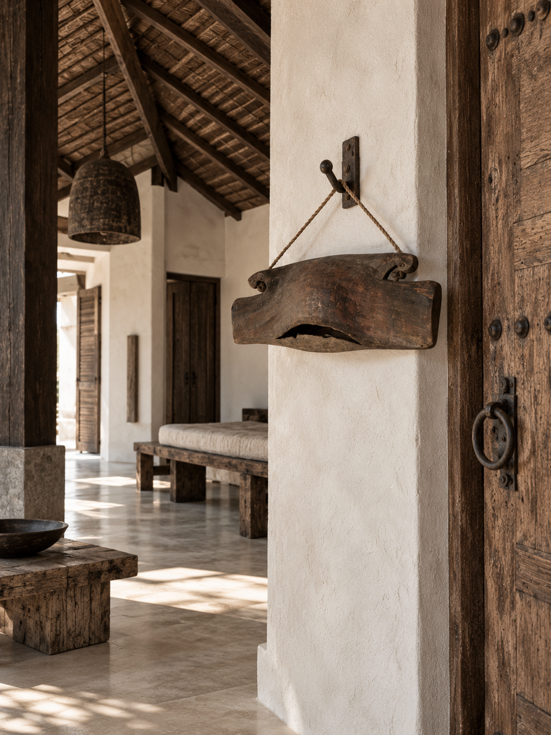 indonesian cow bell , rustic bali decor