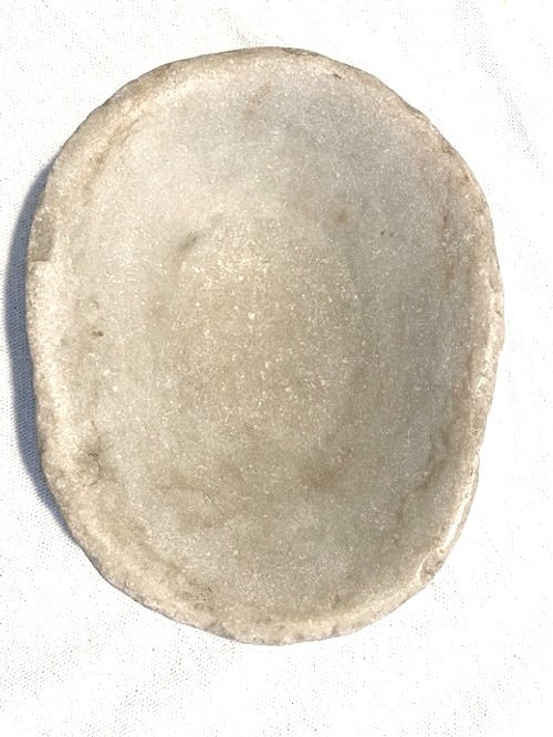 RUSTIC WHITE MARBLE OVAL BOWL / 078a