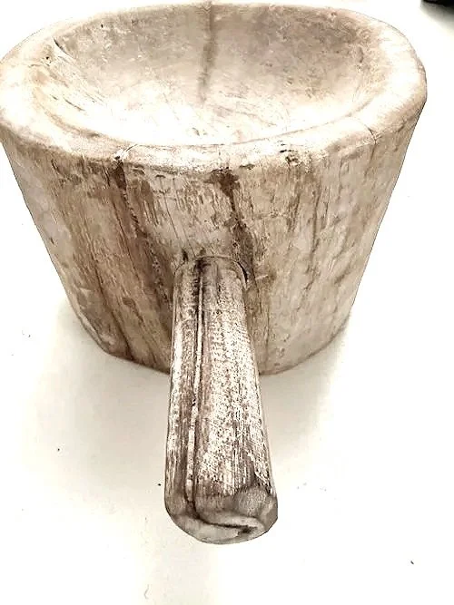timber pot , indian antiques , Indonesian antiques , candle base