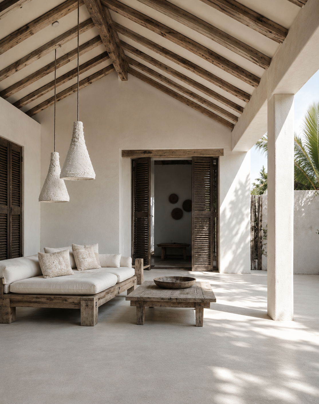 RATTAN LIME WASHED LAMPSHADE