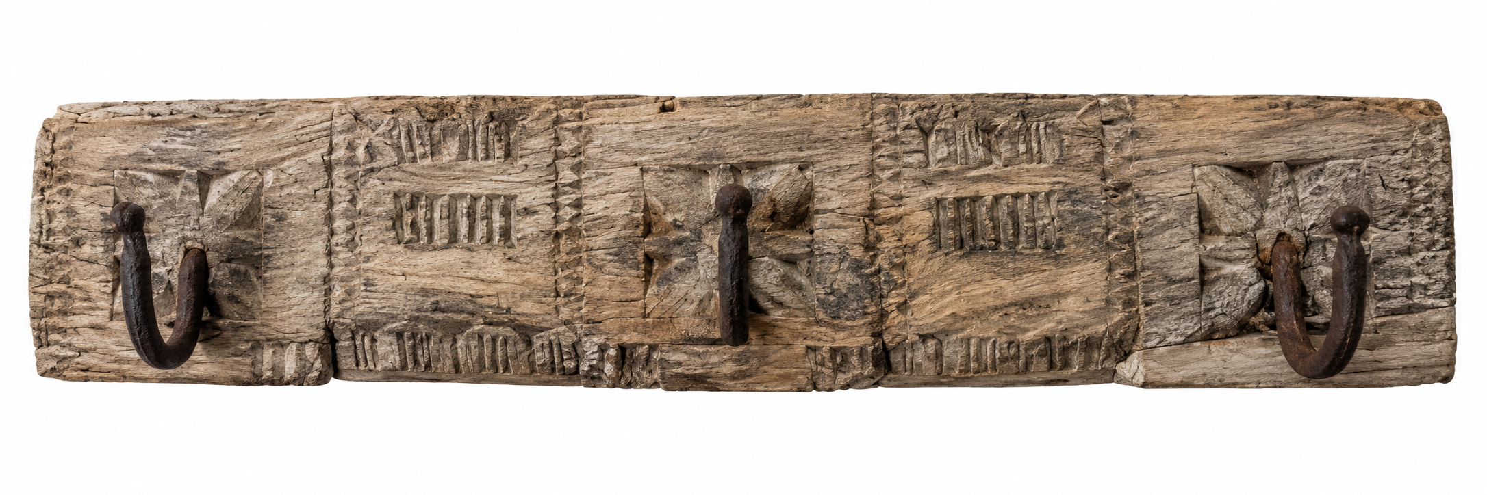 3 HOOK AGED TEAK PANEL  / T003
