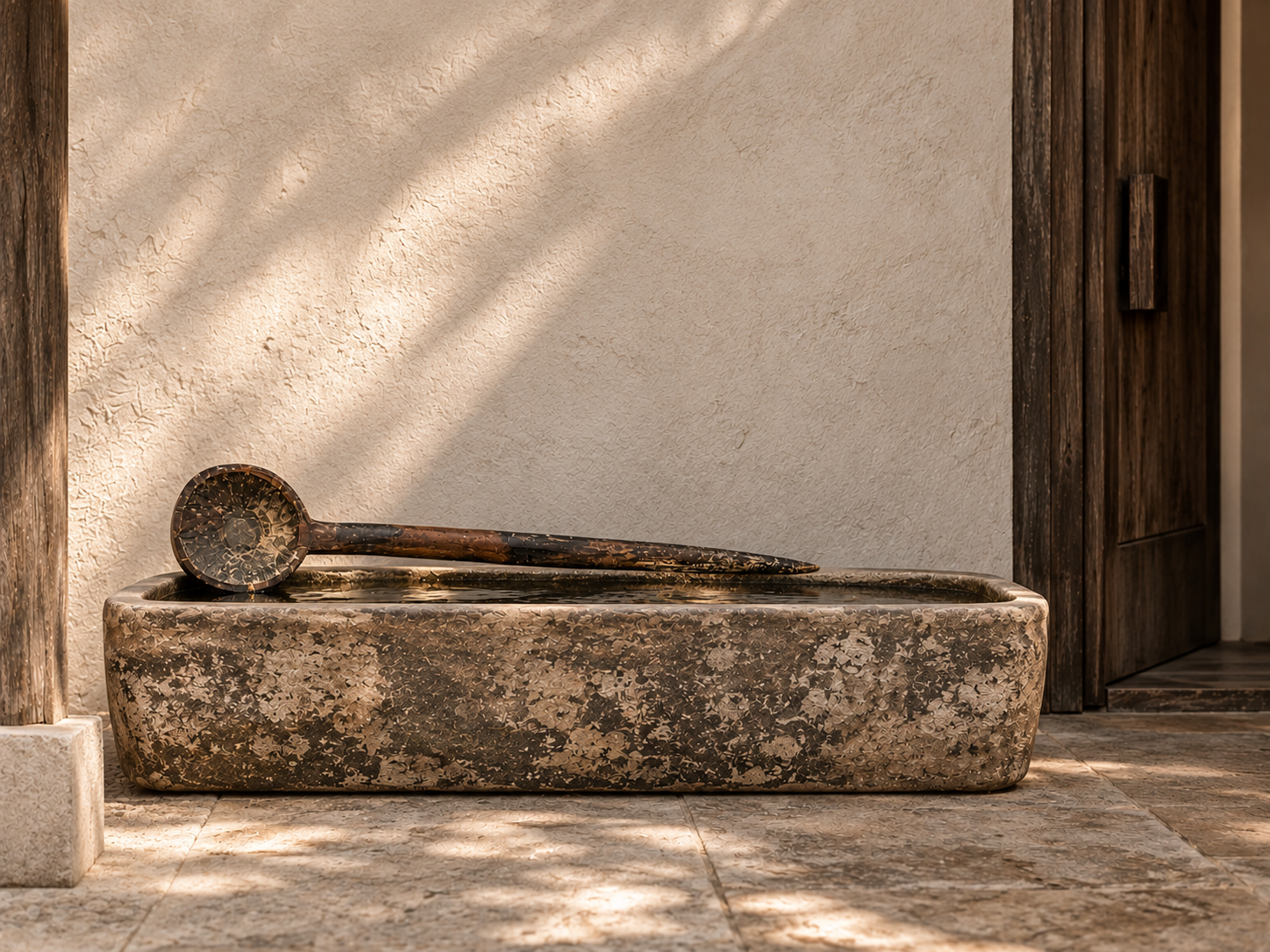 sauna spoon , japanese onsen spoon , wooden spoon