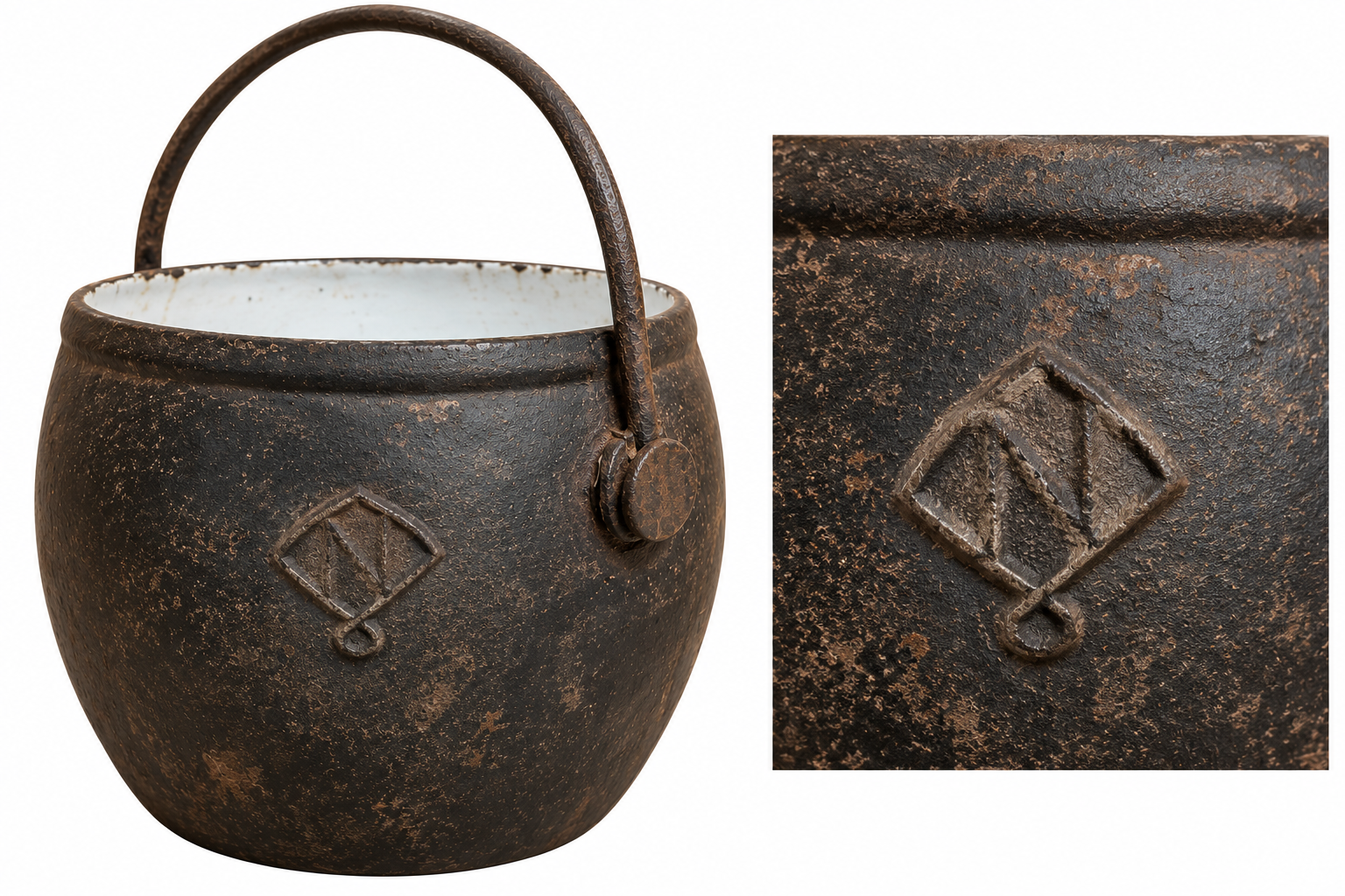 Antique Cast-Iron Pot with Embossed Emblem (Copy)