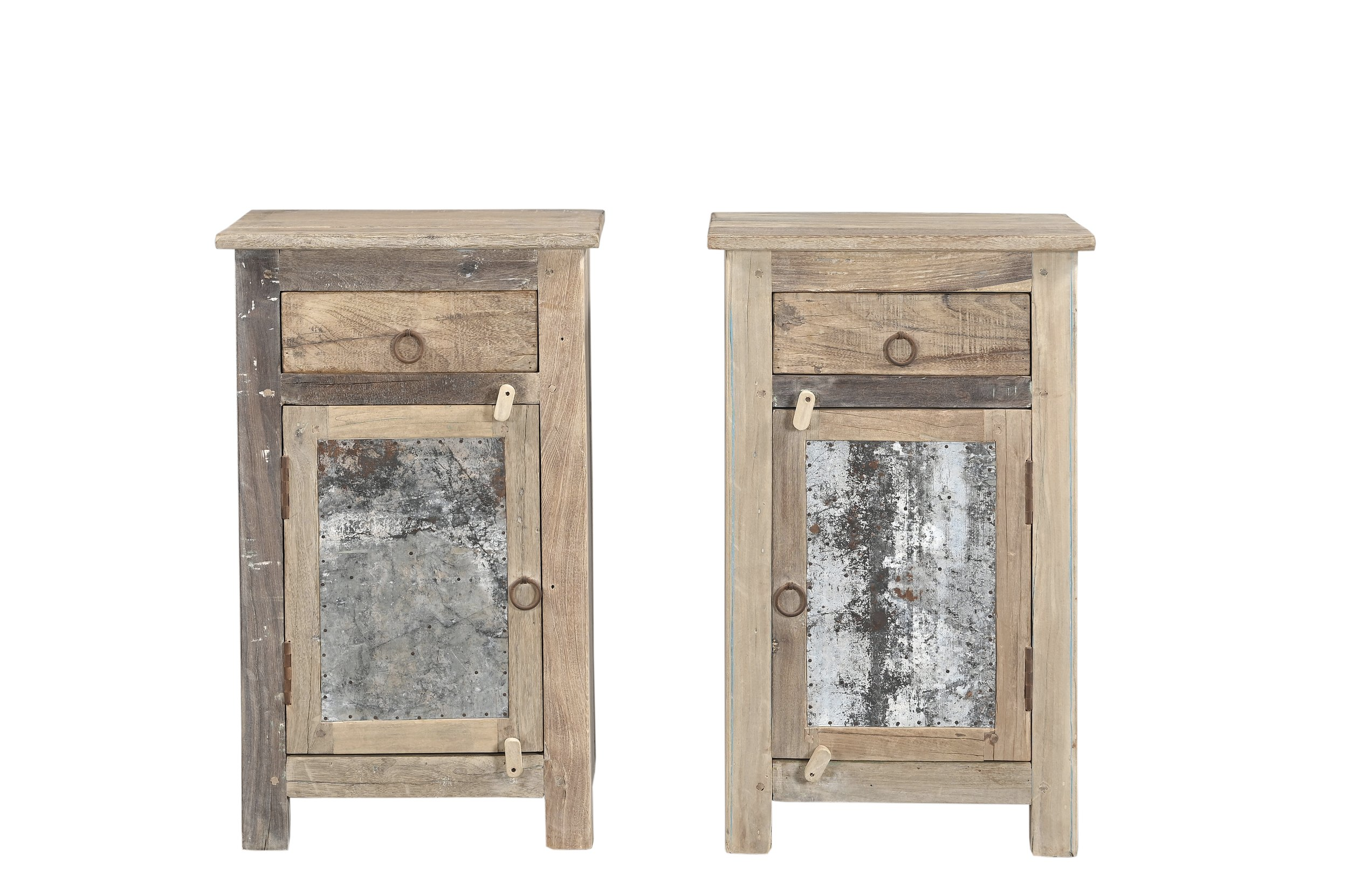 Bed side table teak and iron detail