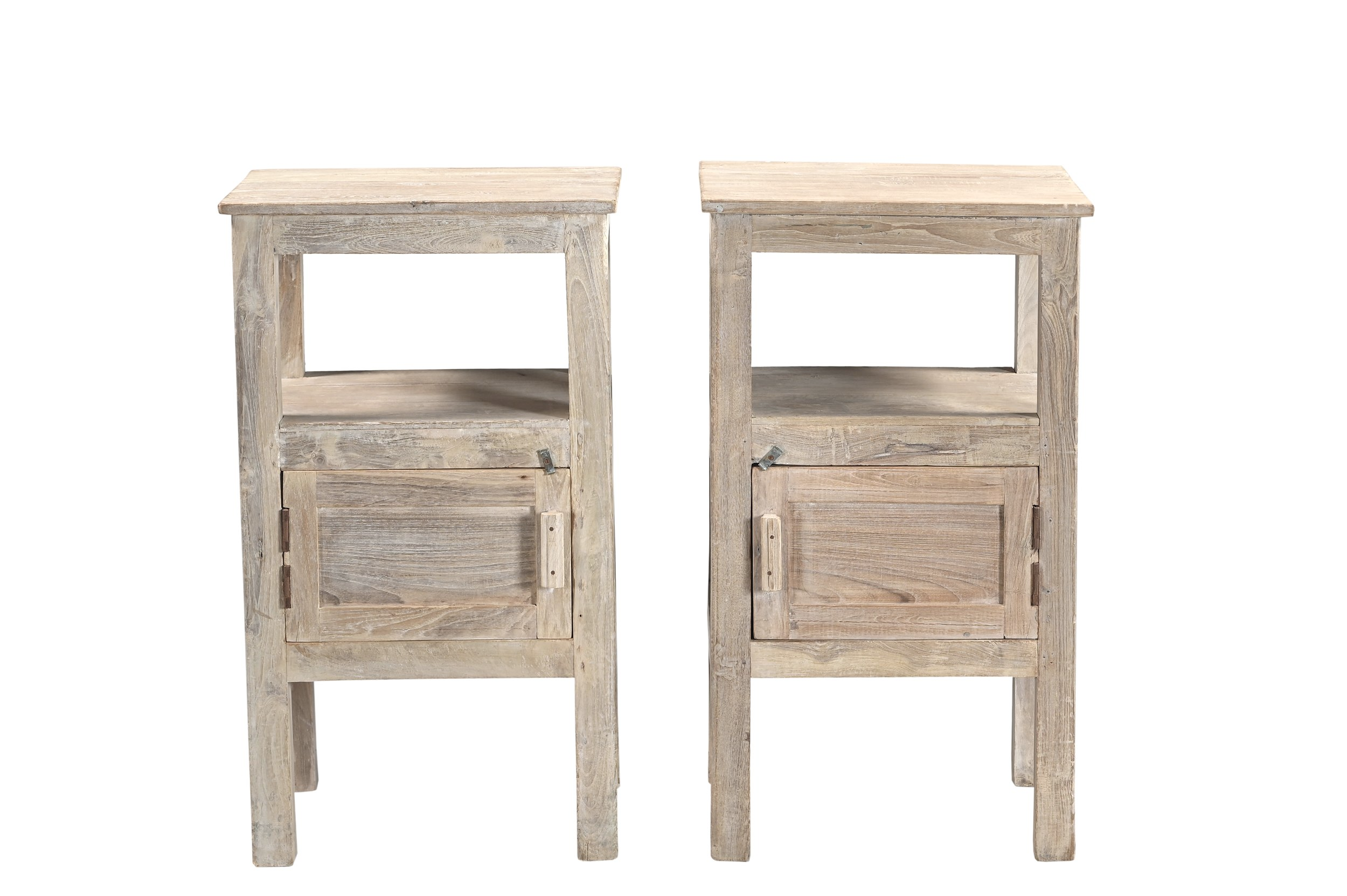TEAK BED SIDE TABLE SET OF TWO
