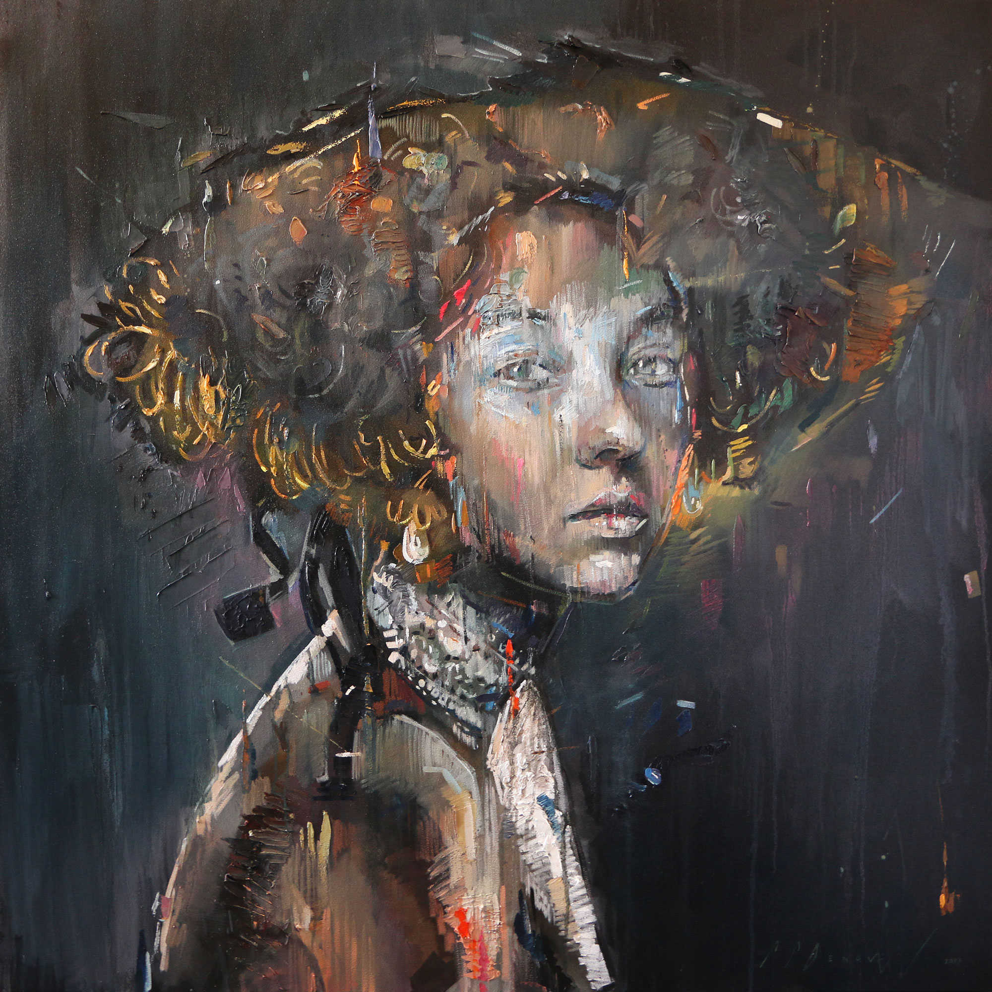 Descent (Crina Earls). Oil on canvas. 130cm x 130cm.