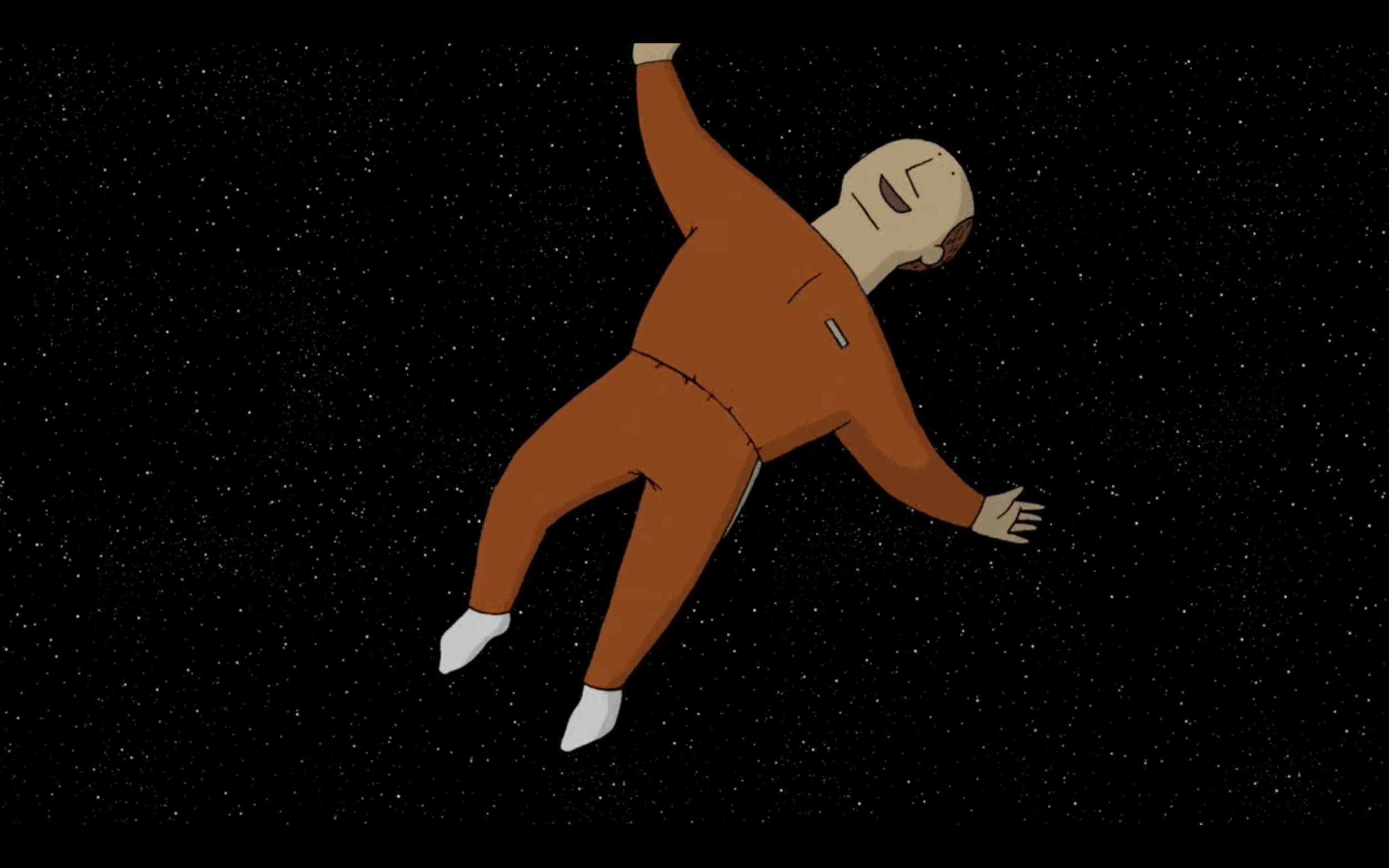 他跳起來,躍入宇宙之中 He jumps into the cosmos.