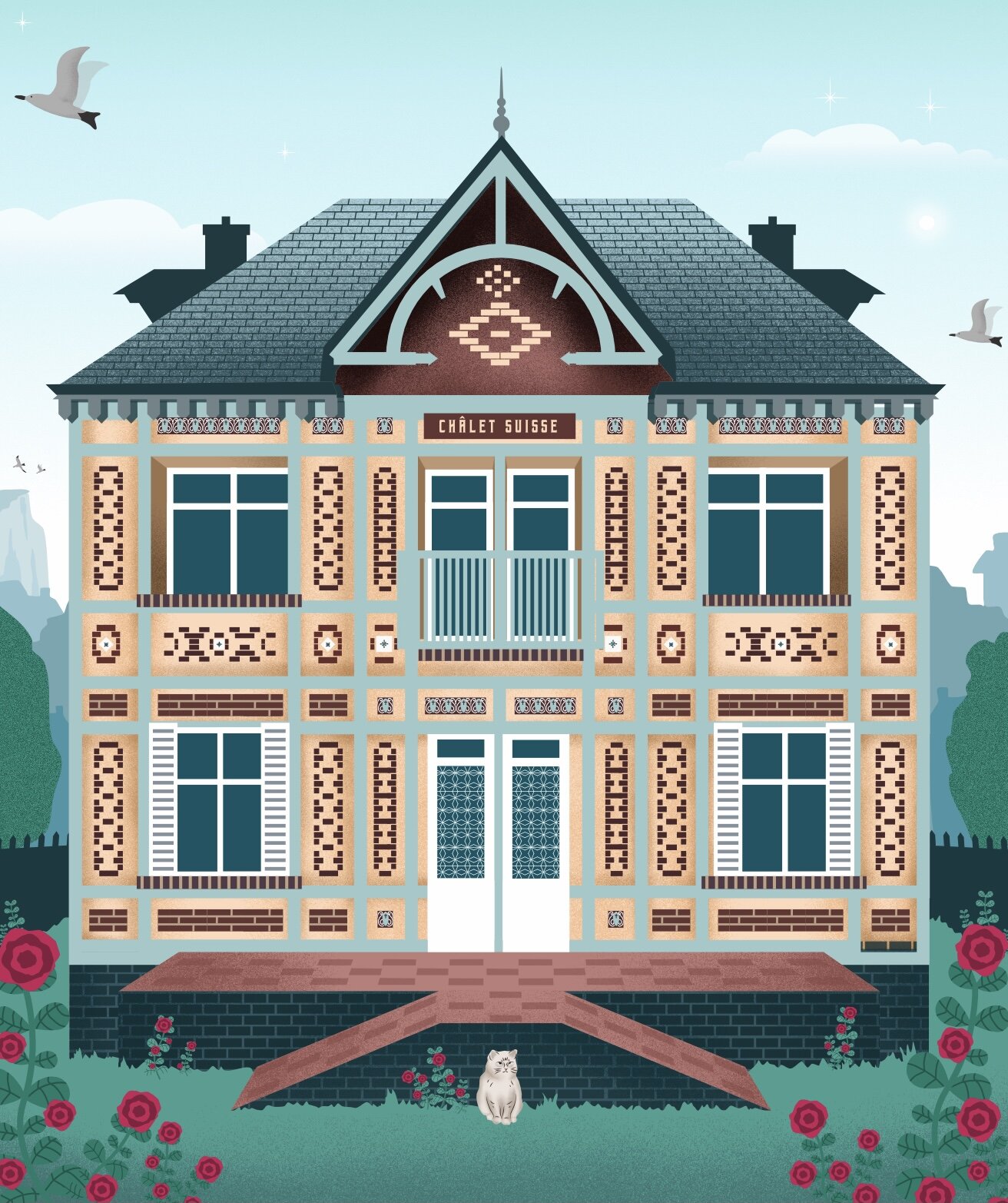 Milli Jane beautiful chalet with roses and flying birds