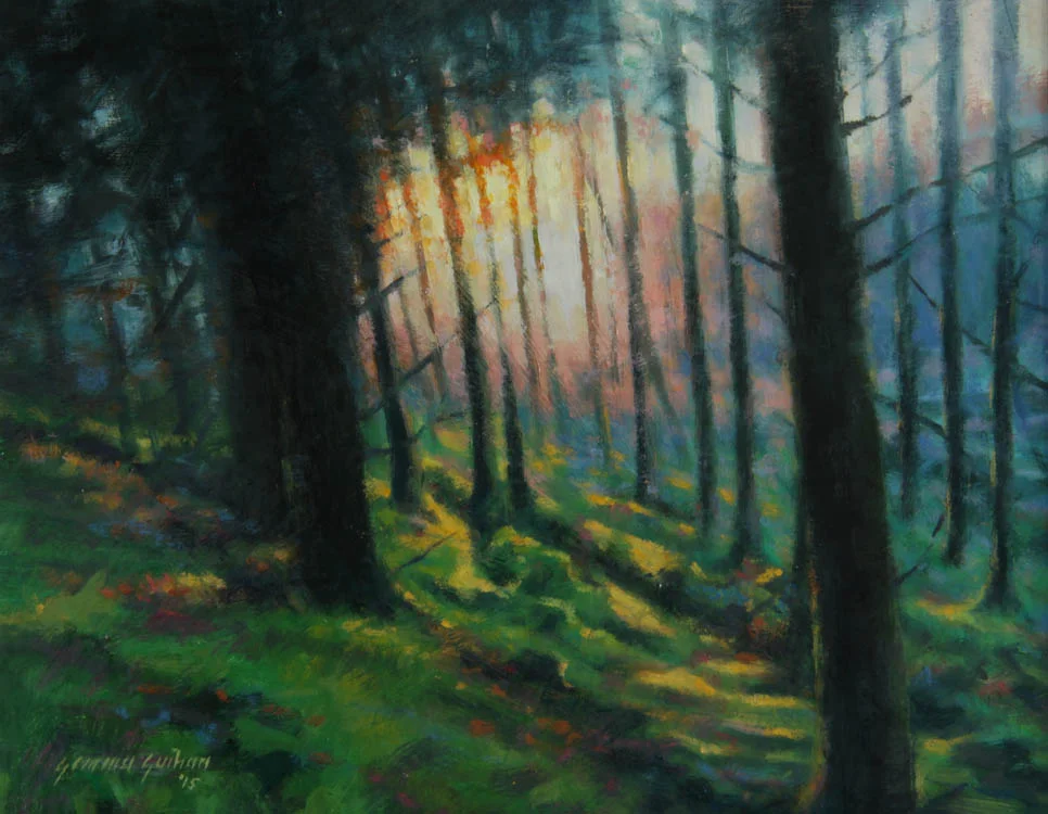 "Woodland Sunset" Oil on Board 7" x 9"