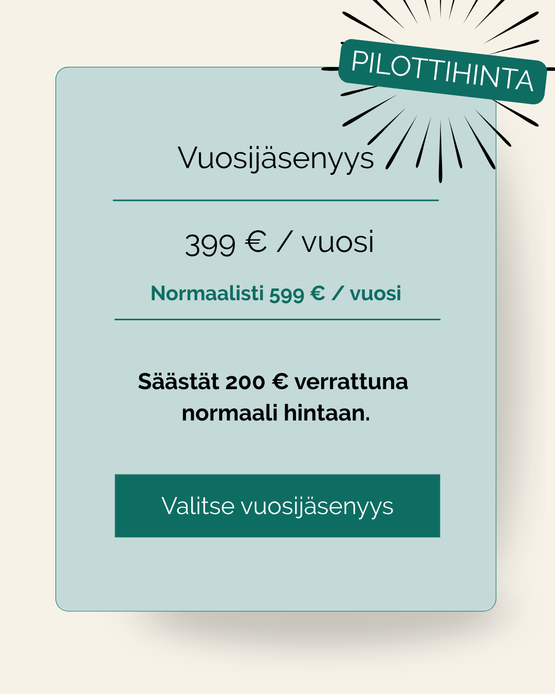 Kuva vuosijäsenyyden hinnasta