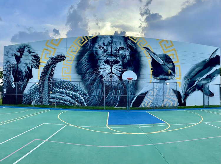 Hand-painted wall artwork by Michael Vahl