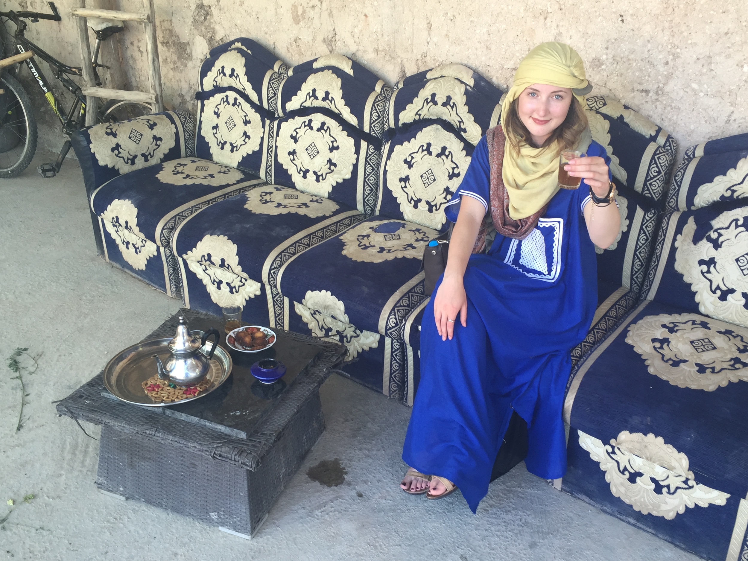 Cheers! I am drinking traditional Moroccan mint tea! 