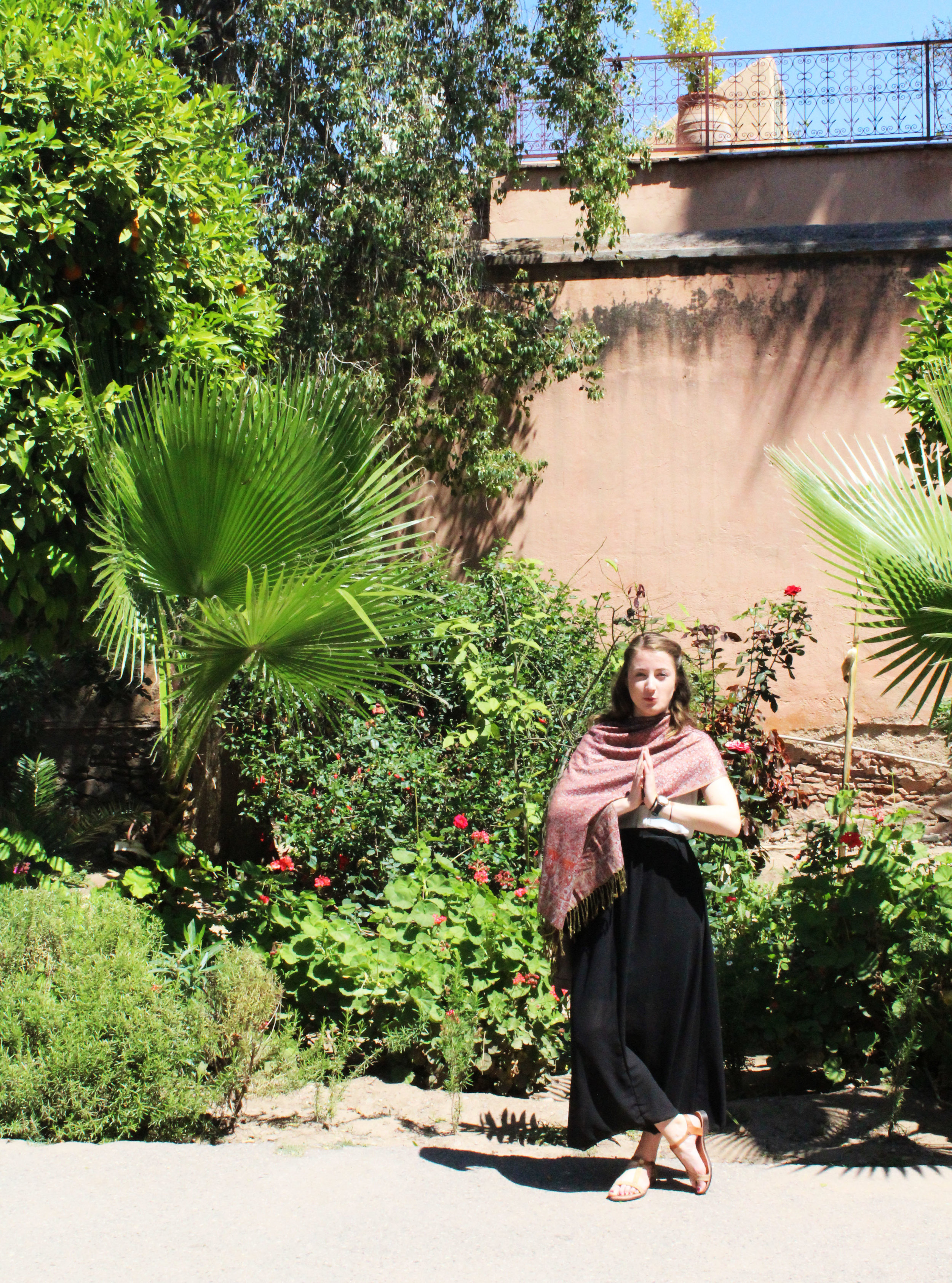 In my zone, meditating outside the Bahia Palace Gardens