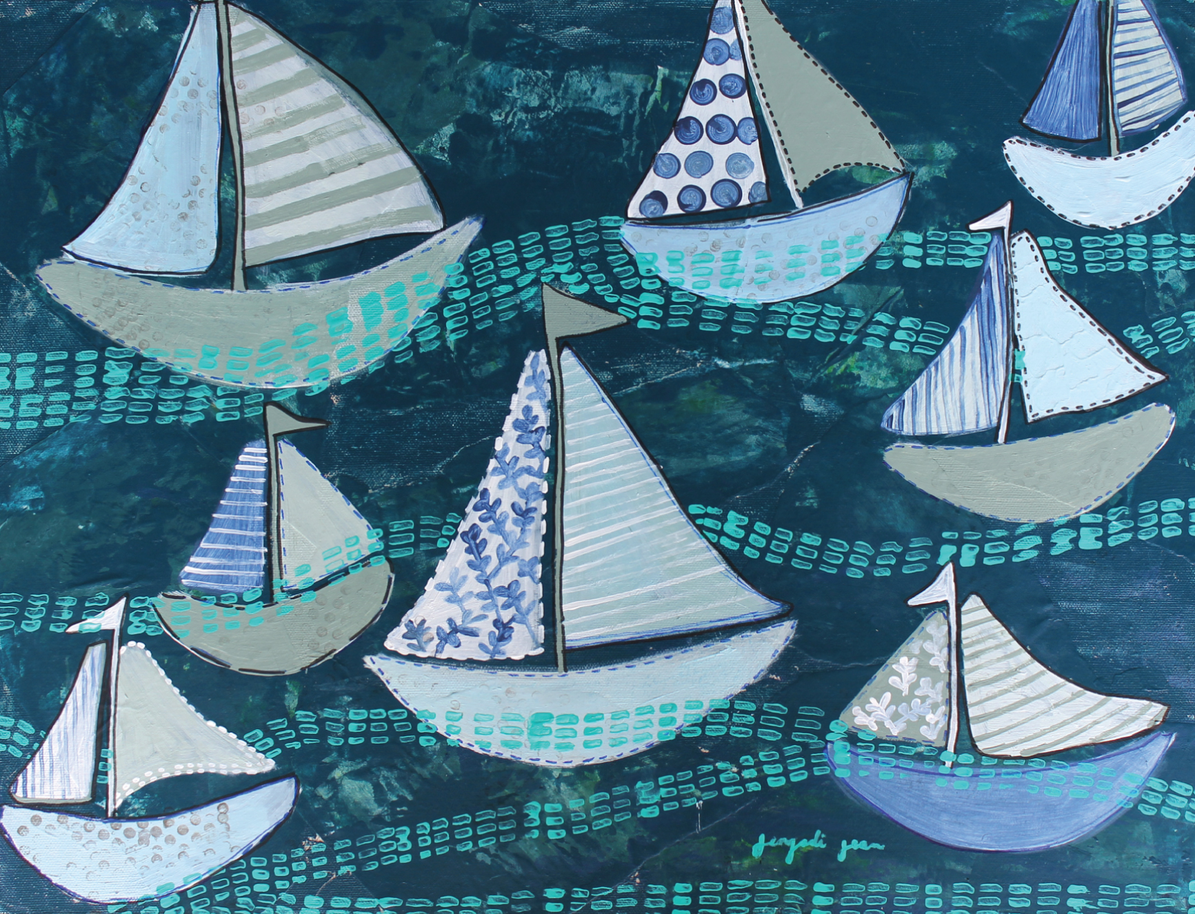 JenLavoine_MixedMediaPainting_Navy Sailboats_$350_Canvas_16x20-02.jpg