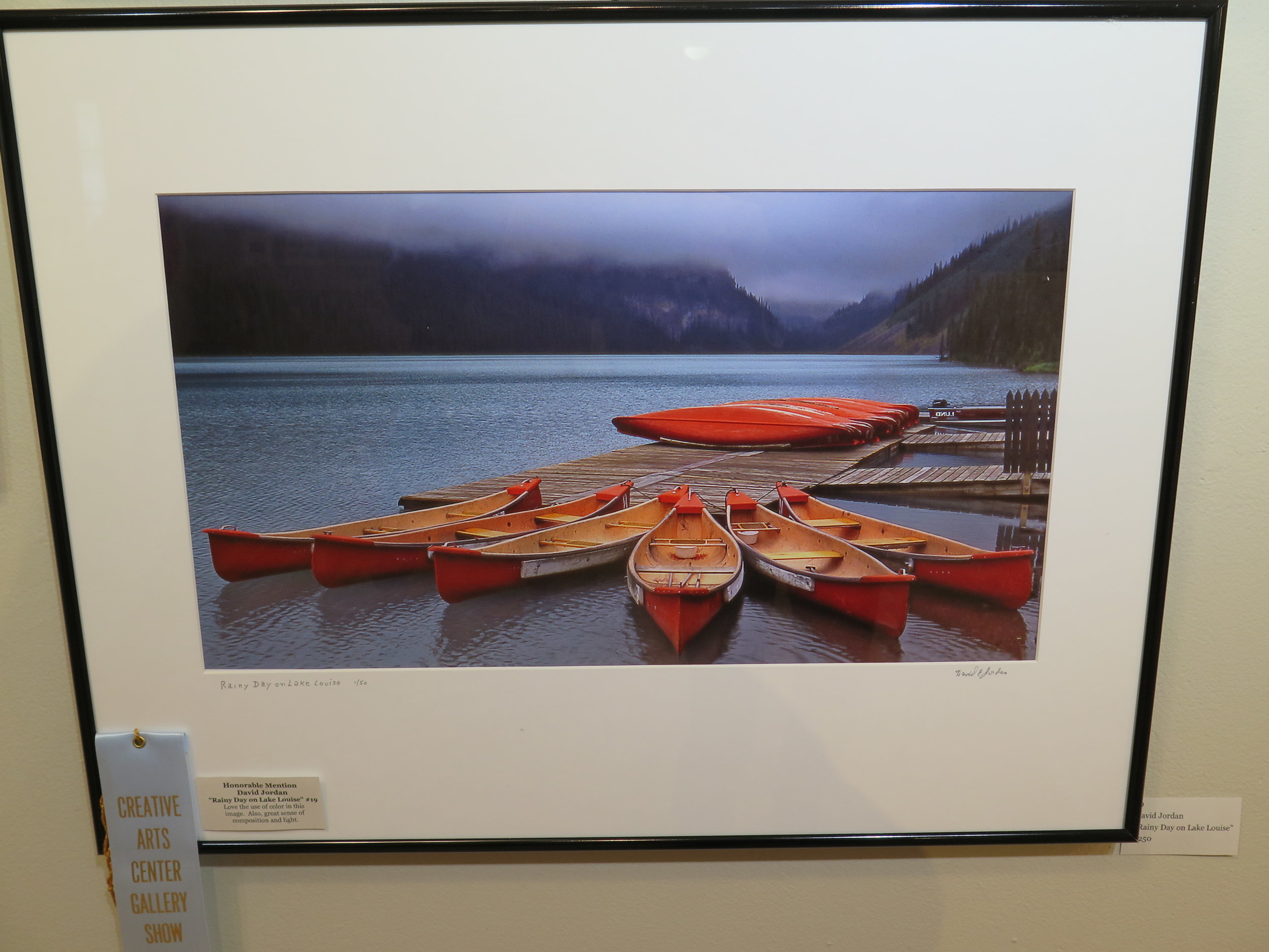 Honorable Mention David Jordan "Rainy Day on Lake Louise" 