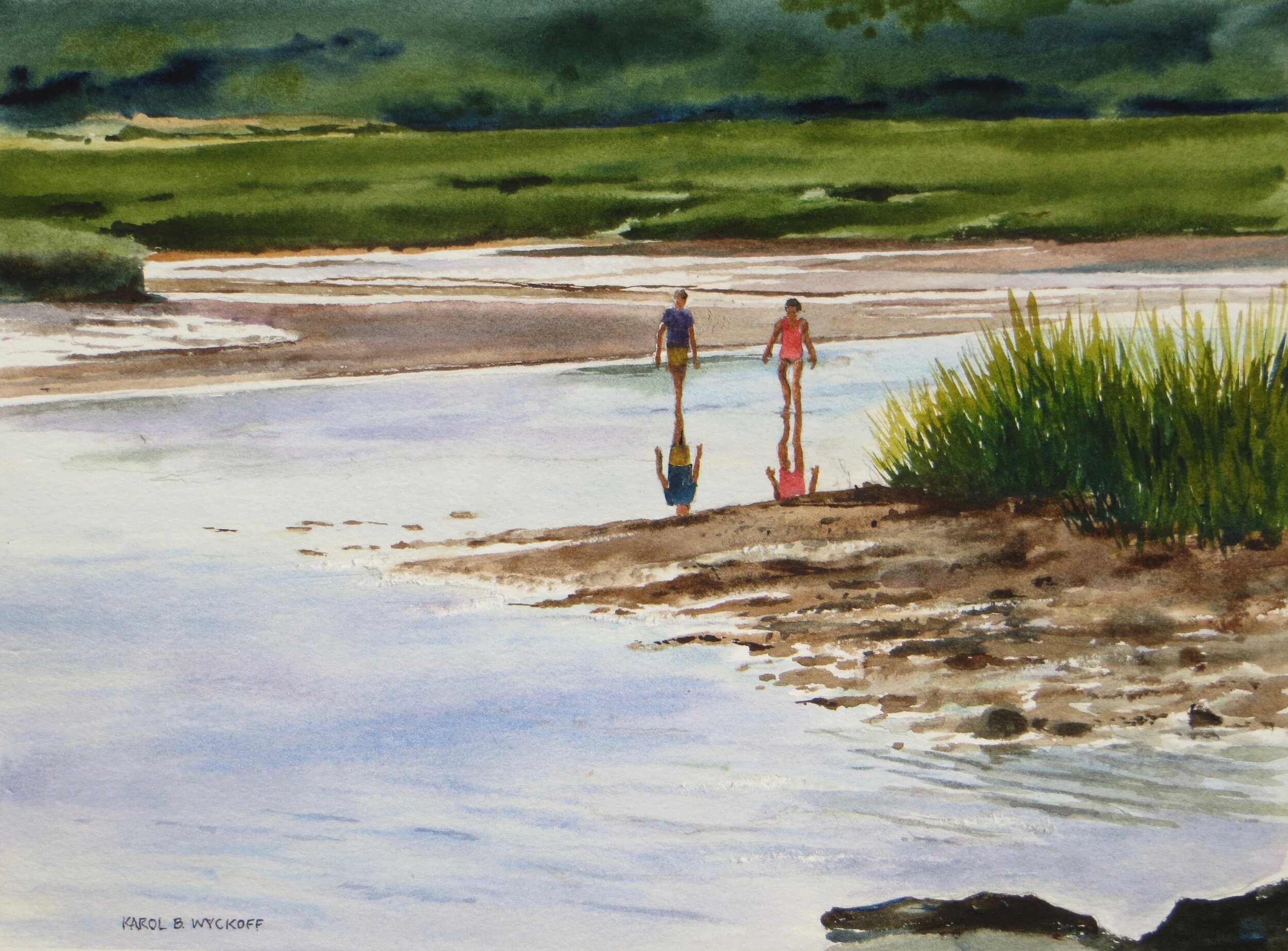 Karol Wyckoff "Arey's Pond Stroll" Watercolor $750