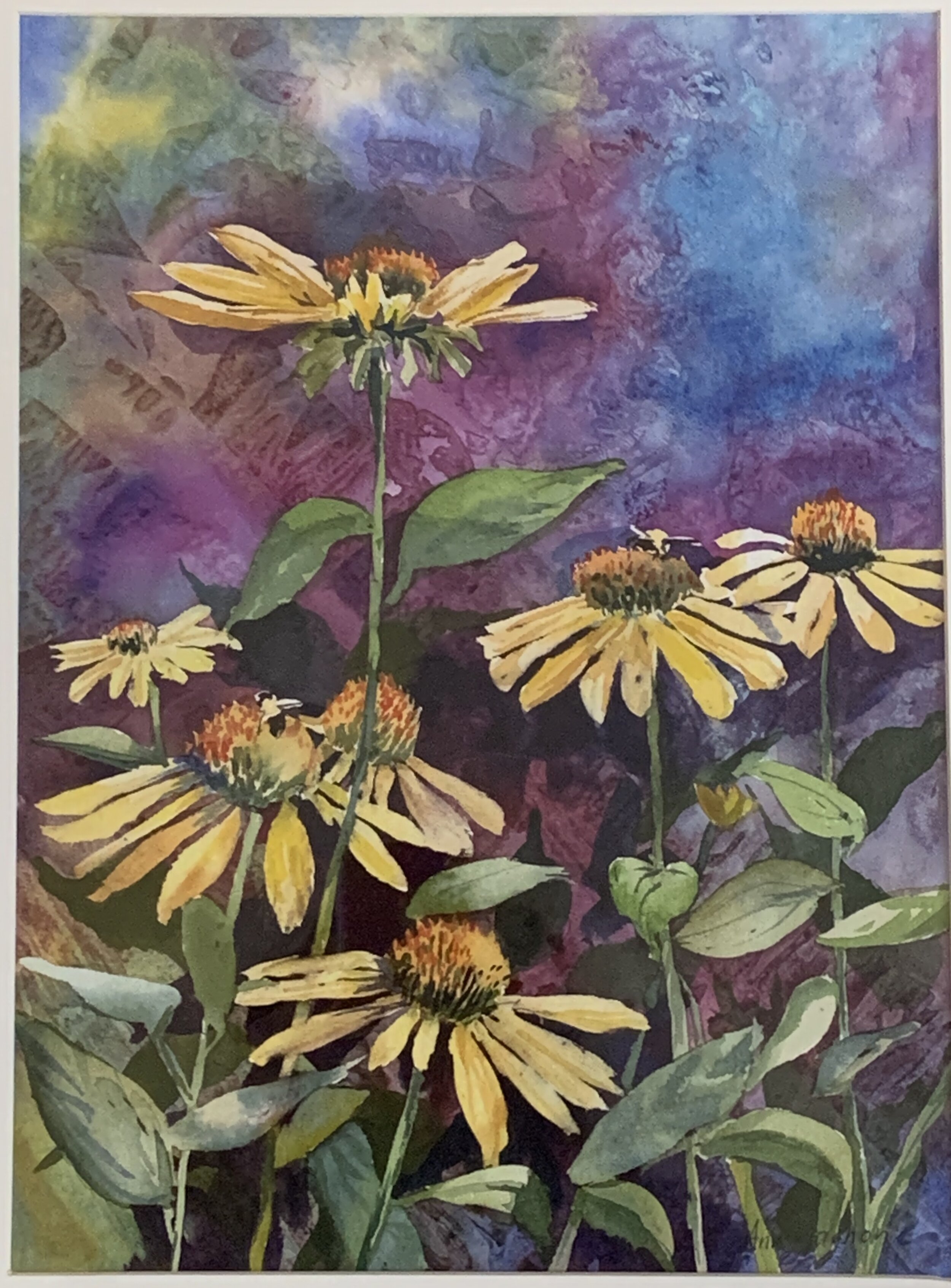 Ann Gagnon "Yellow Cone Flowers"	Watercolor	$400