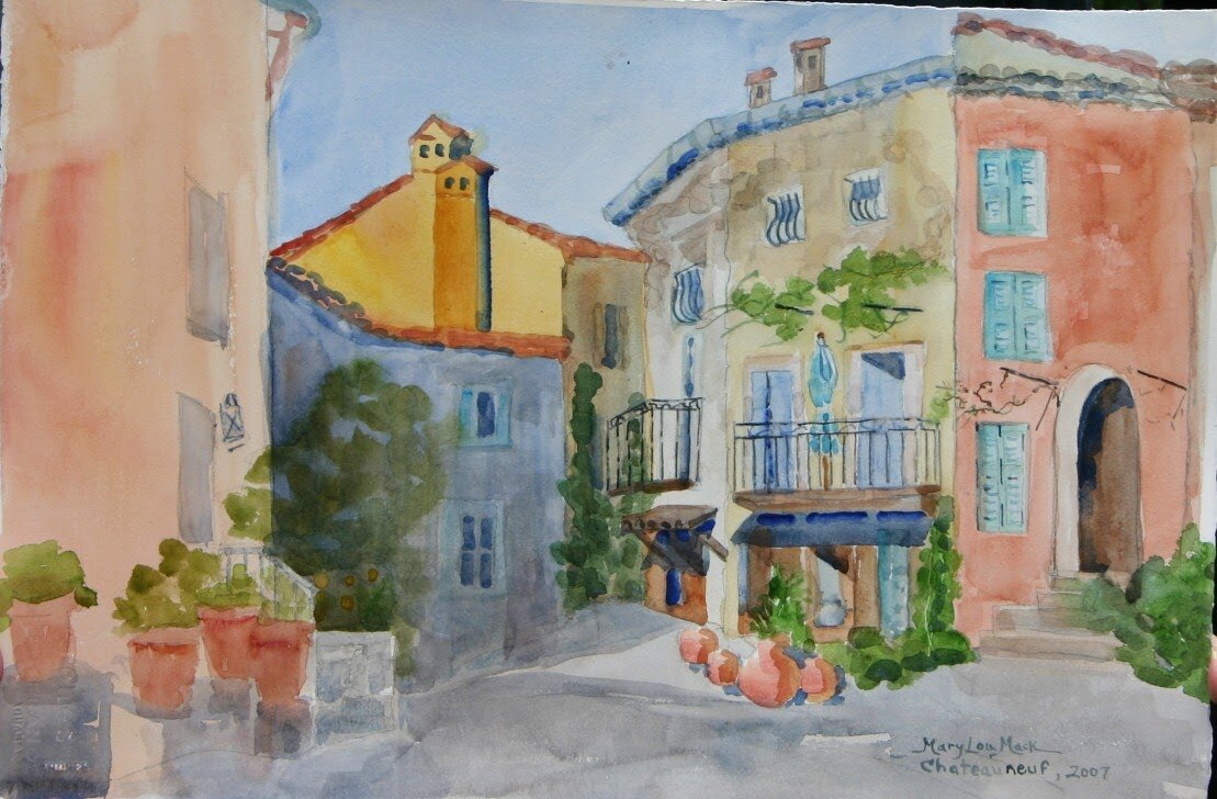 Mary Lou Mack "Chateauneuf" Watercolor $500