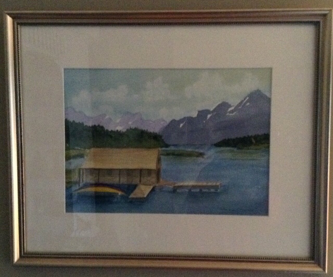 Sharon Marotti "Maligne Lake Boathouse" Watercolor NFS