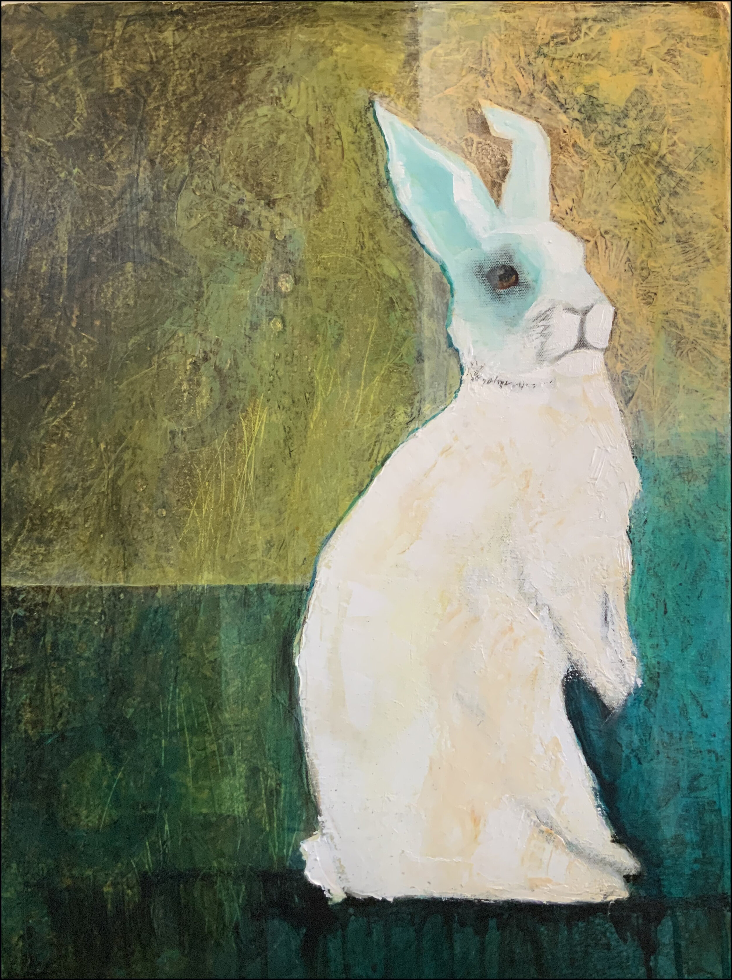 Phyllis Charles "White Rabbit"  Acrylic/Multi Media $600 