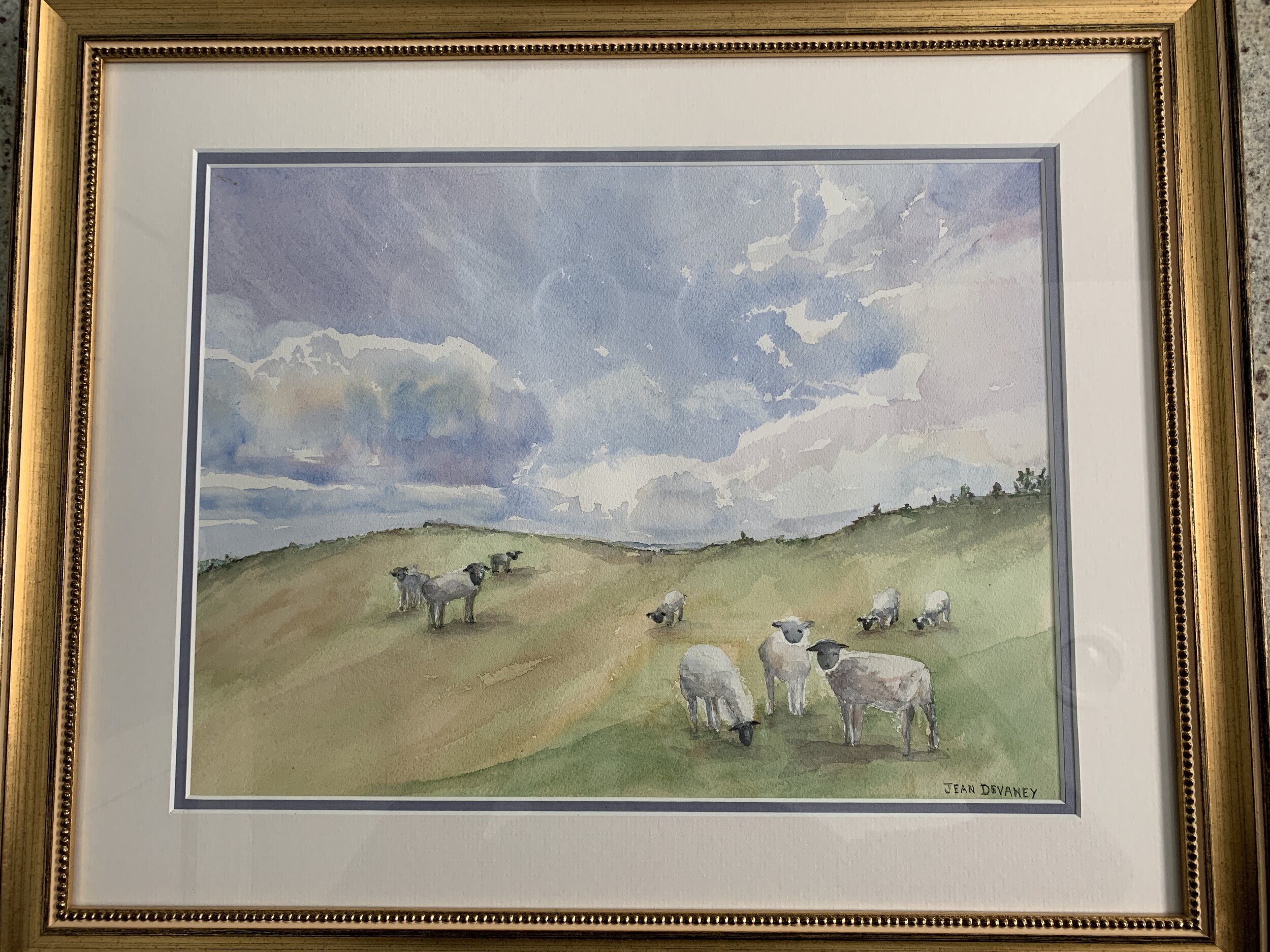 Jean Devaney "Spring Sheep" Watercolor NFS