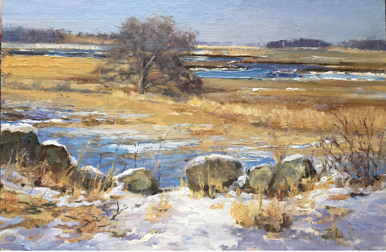 Peg Runcie "Salt Marsh in Winter" Oil $400