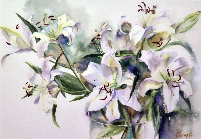 Vera Champlin, Watercolor-Lilies