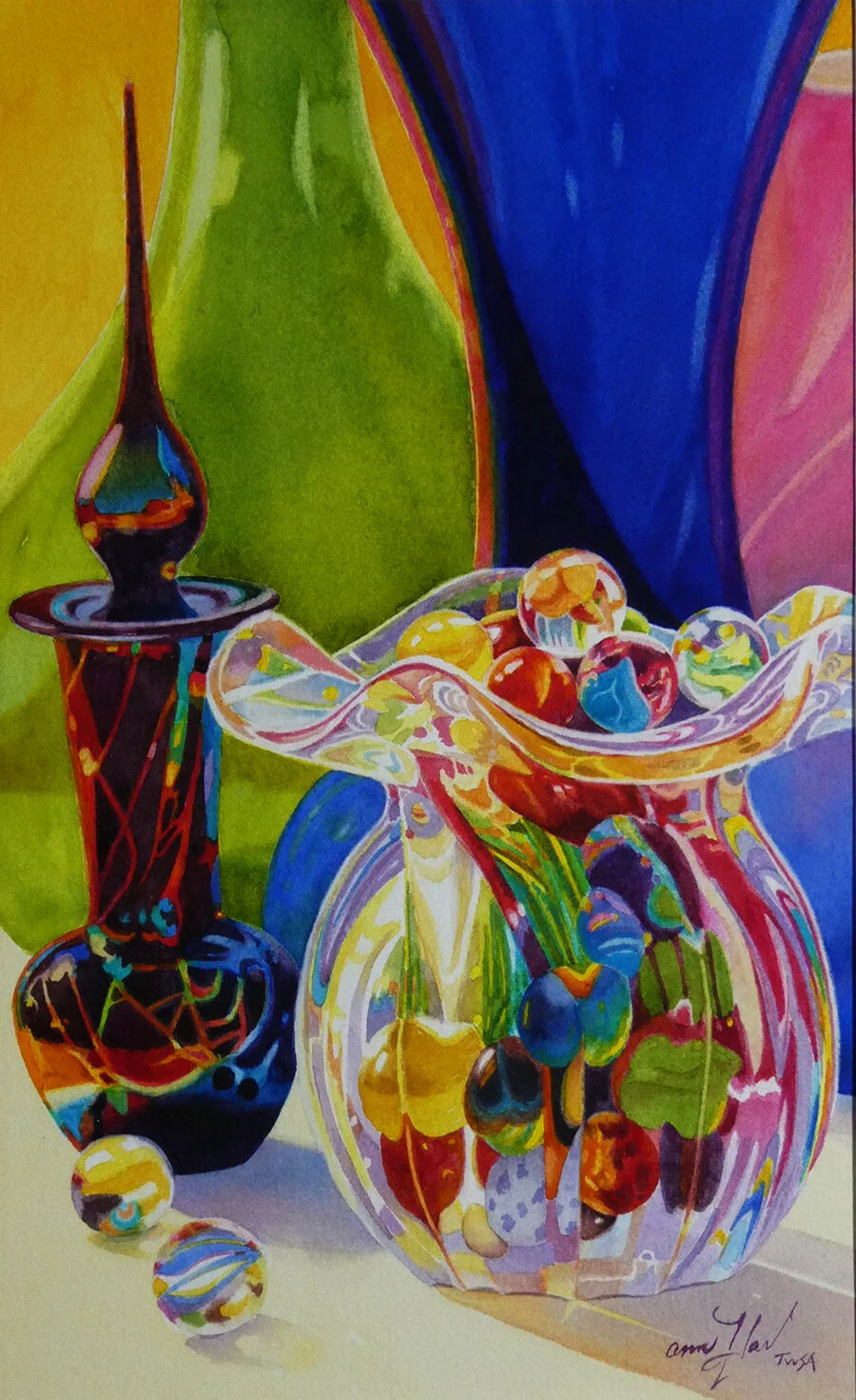 Ann Hart, Watercolor-Losing Marbles