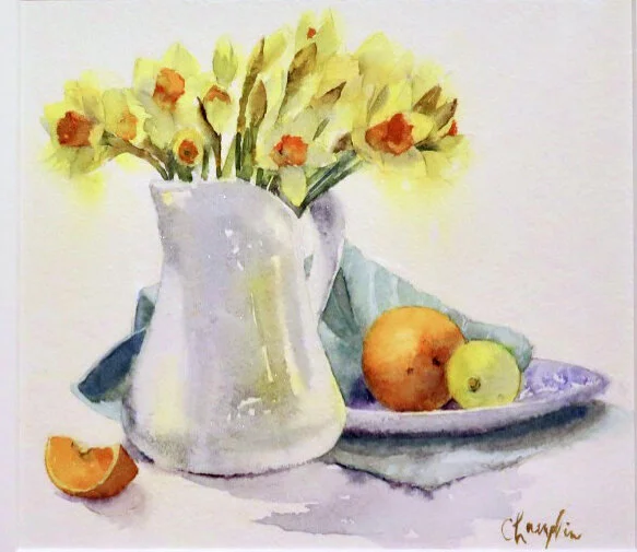 Vera Champlin, Watercolor- Daffodils