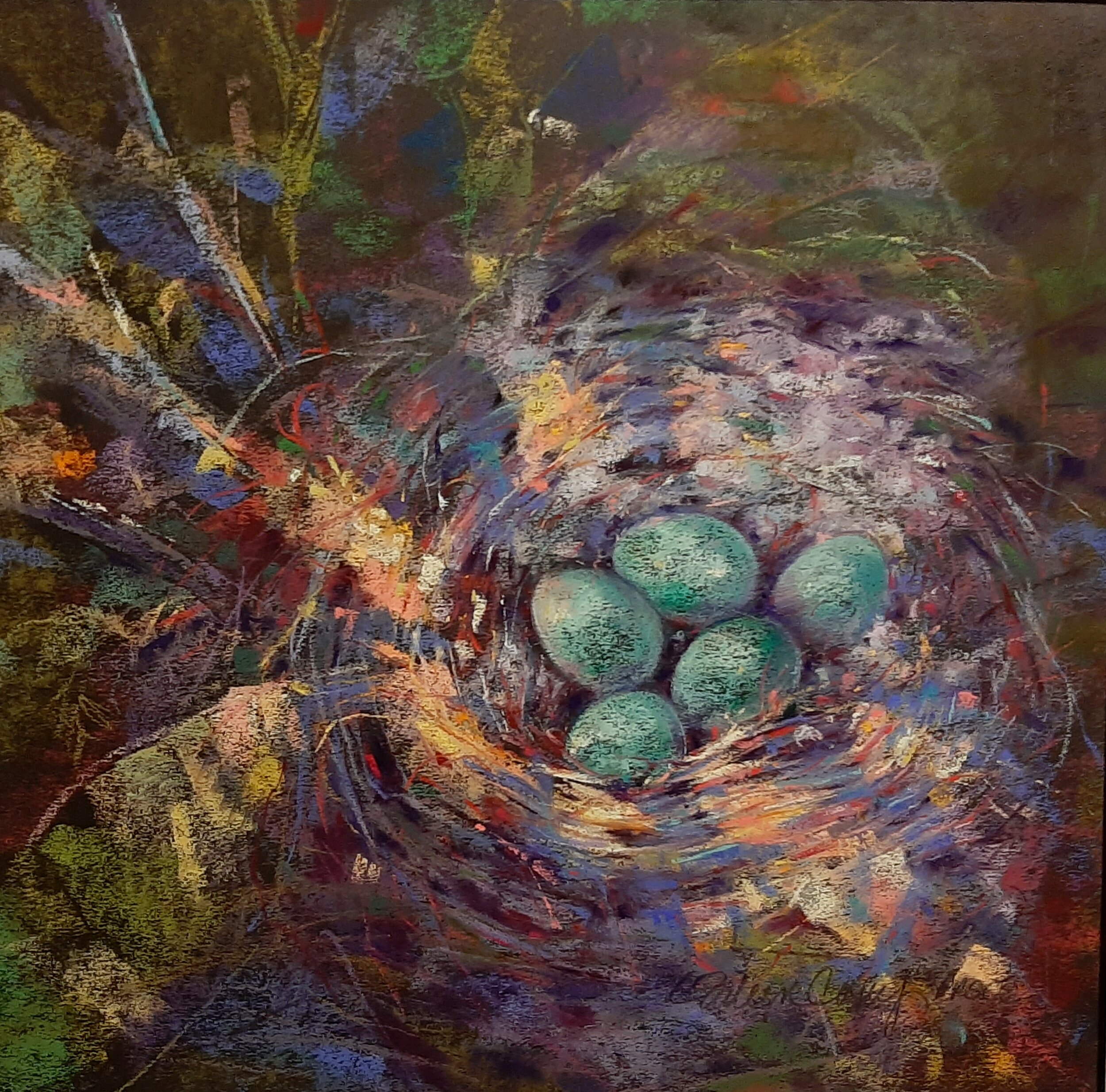 Eileen Casey "Return to the Nest" Soft Pastel $725