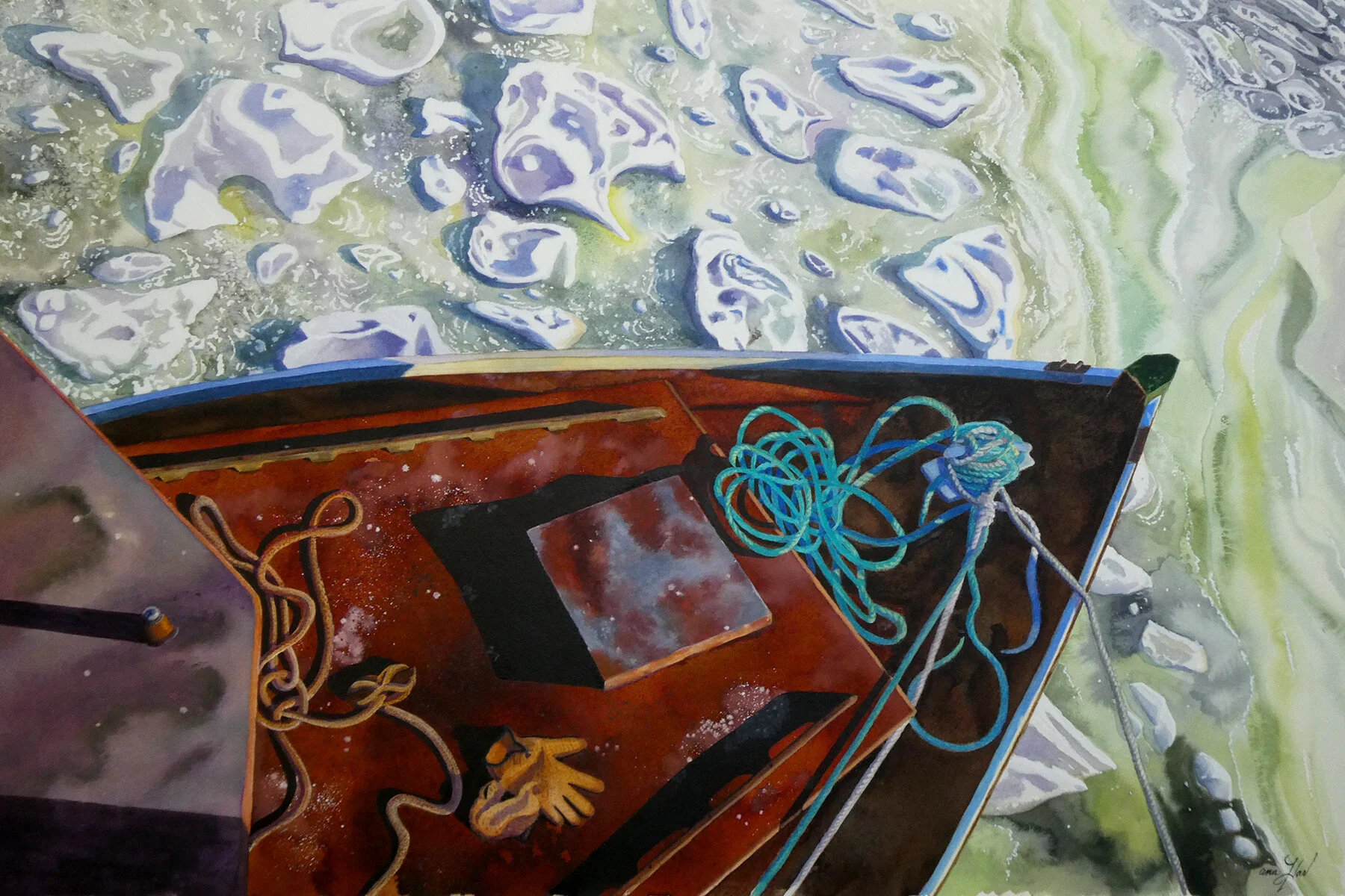 Ann	Hart	Frozen in Wellfleet	Watercolor & Gouache	 $2,800 	26.5 x 17.5 (image)