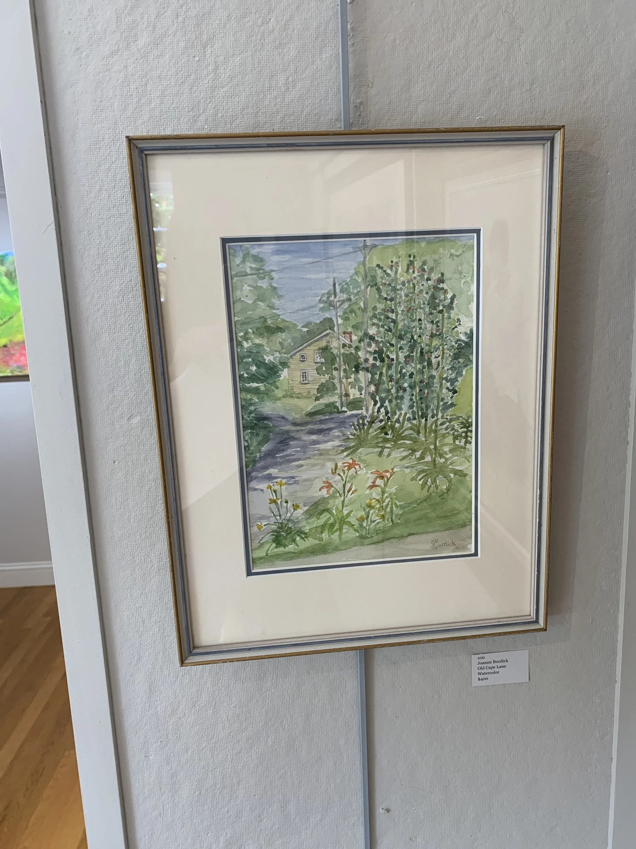 Joanne	Burdick	Old Cape Lane	watercolor	 $400 	17 x 13 frame, 12 x 8 image