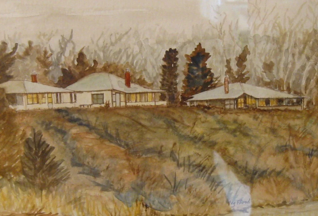 Peg 	Flood	3 Old Cottages	Sepia Ink & Watercolor	 NFS 