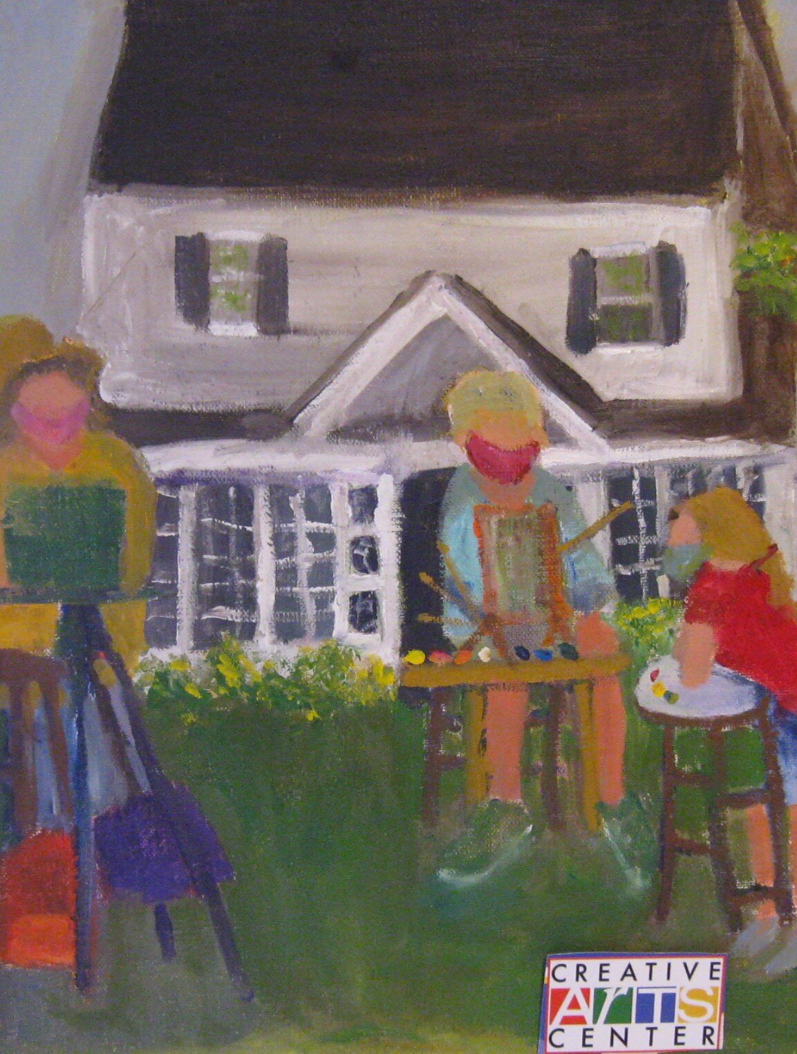 #26 Pam	Kielhack	Covid Plein Air with Masks	Oil	 $300 	Maryalice Eizenberg