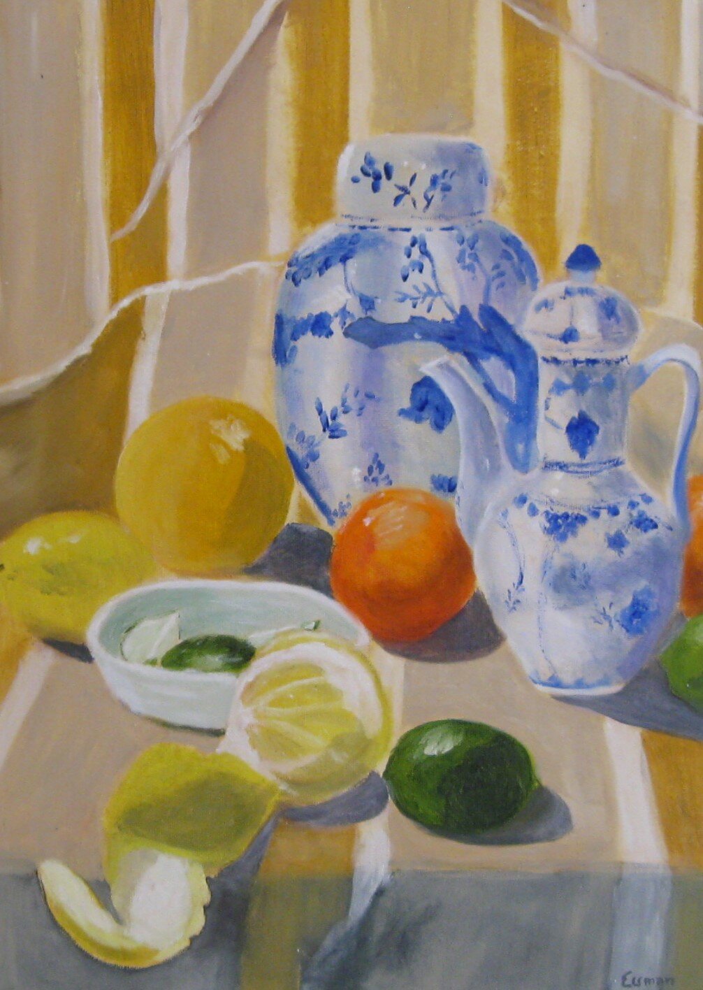 #72 Elena	Eisman	Still Life with Blueware & Fruit	Oil	 $- 	Maryalice Eizenberg