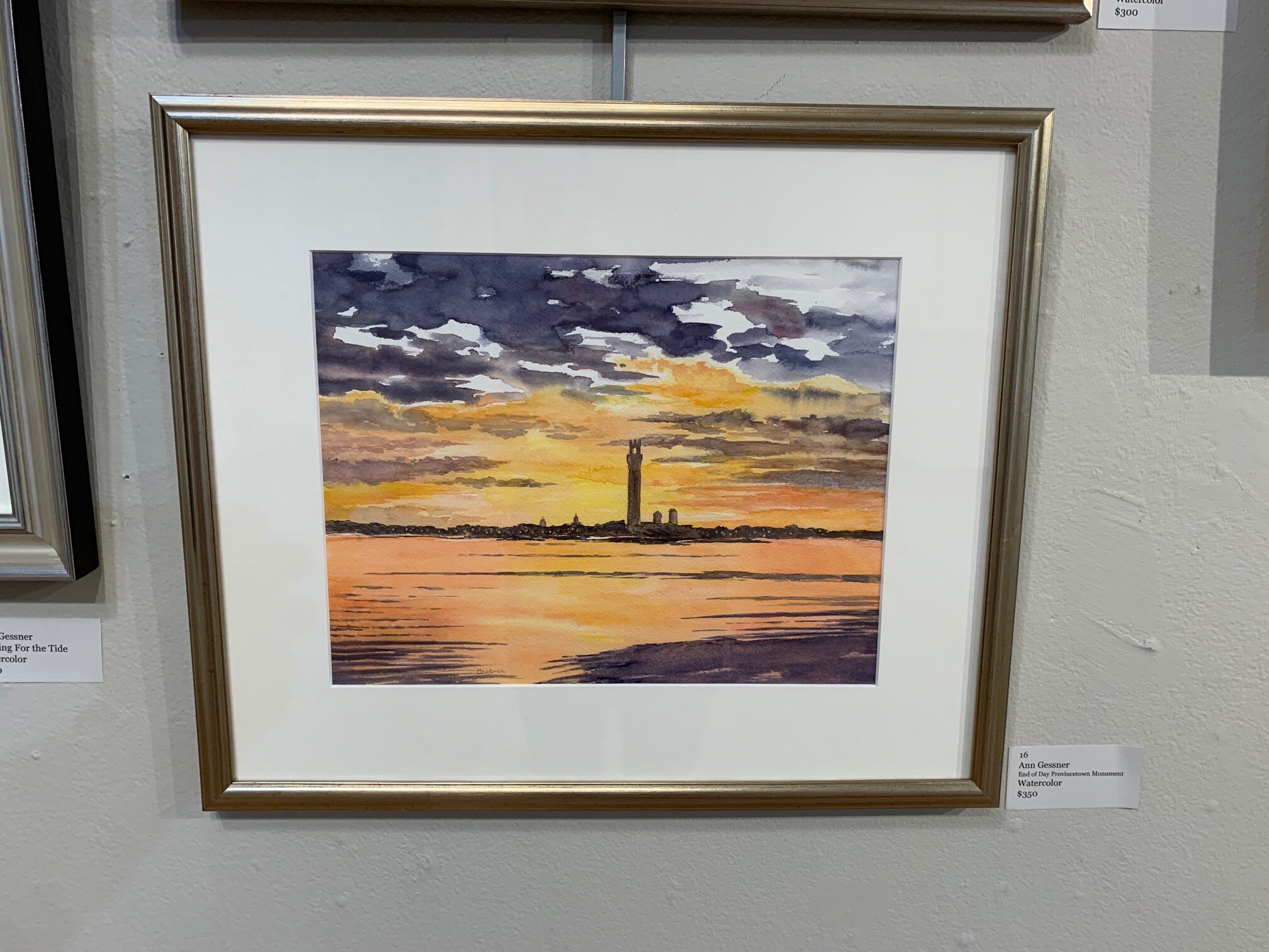 Ann	Gessner	End of Day Provincetown Monument	Watercolor	 $350 