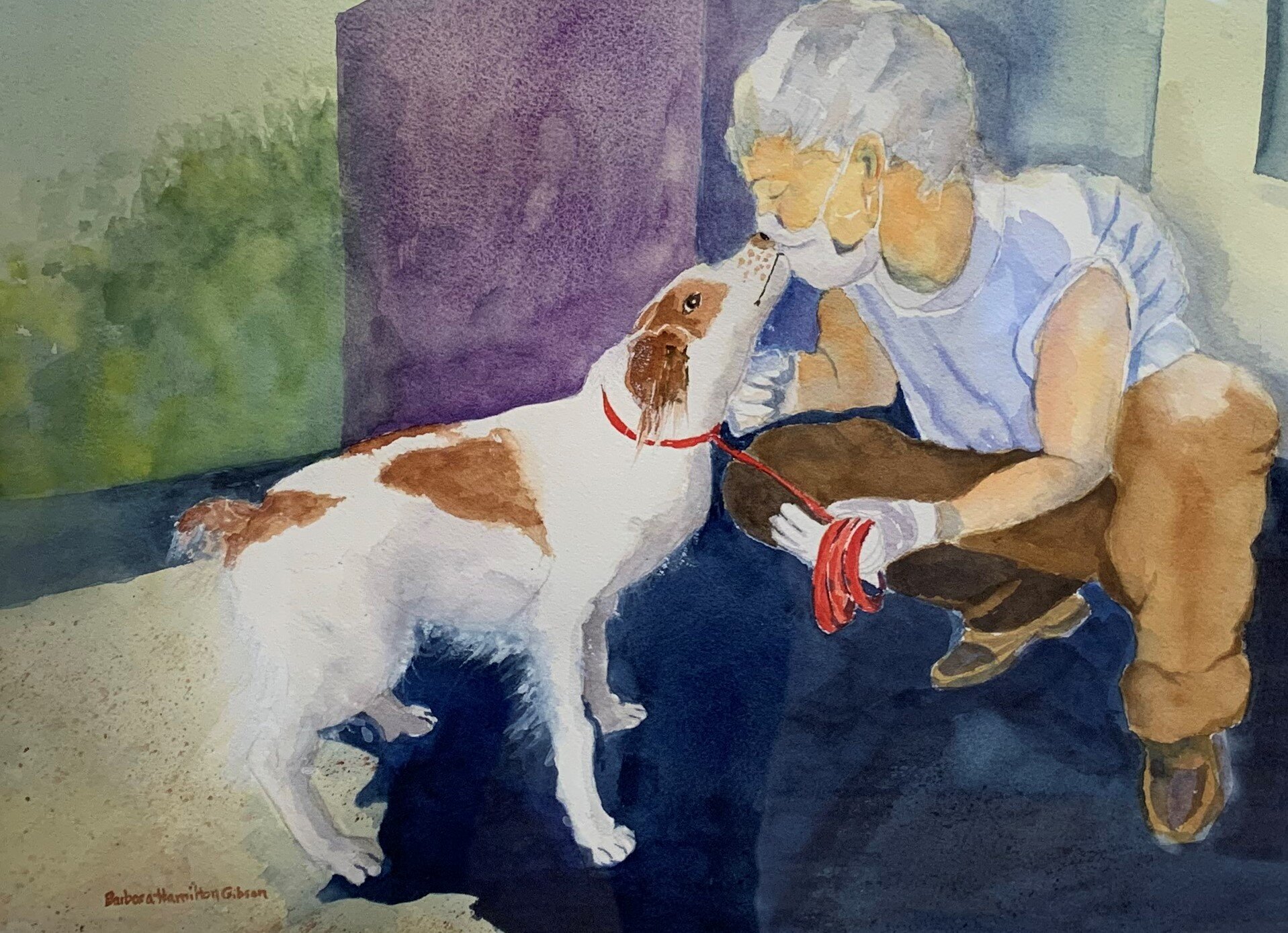 Barbara Hamilton	Gibson	Covid Smooch	Watercolor	 $325 