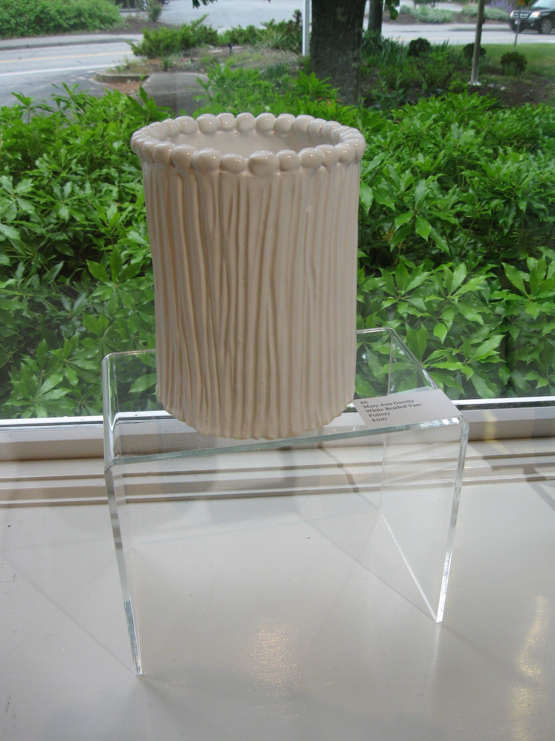 Mary Ann	Garrity	White Beaded Vase	Pottery	$100 